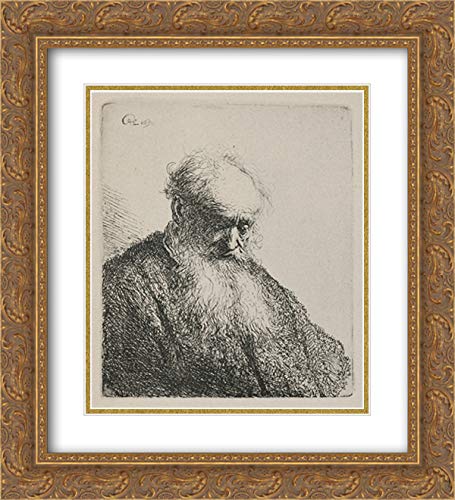 Rembrandt Old Man with Beard Art Print - 20x22 Inch Gold Ornate Framed Museum Quality Double Matted Painting - Perfect for Living Room, Office Decor & Gift Giving