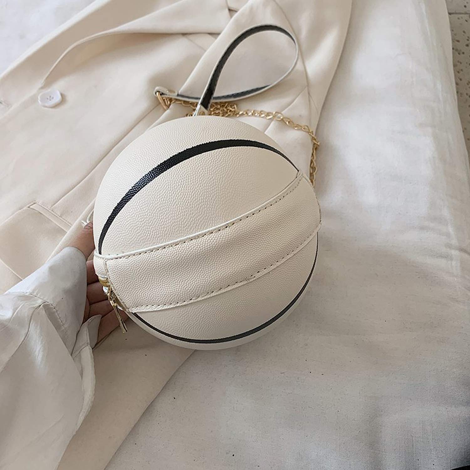 Lanpet Women's Basketball Shaped Crossbody Bag - PU Leather Adjustable Strap Shoulder Messenger Purse for Sports Fans, School, Travel & Daily Use
