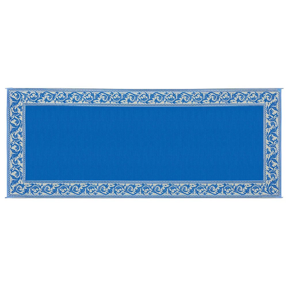 Ming's Mark RC3 Reversible Outdoor Patio Mat - 8' x 20', Blue/Beige, Waterproof & Durable for Camping, Picnics, Beach, and Backyard Use