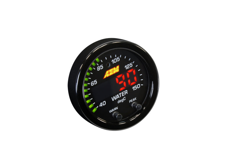 AEM X Series Temperature Gauge Kit 100-300F - Black Bezel & Water Temp Faceplate | Performance Monitoring for Cars, Trucks, Boats | Engine & Fluid Temperature Measurement