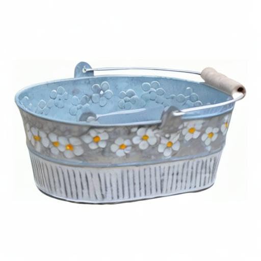 Metal Tin Bucket Flower Planter - Rustic Garden Decor for Indoor/Outdoor Plants | Perfect for Patio, Balcony & Home Decor