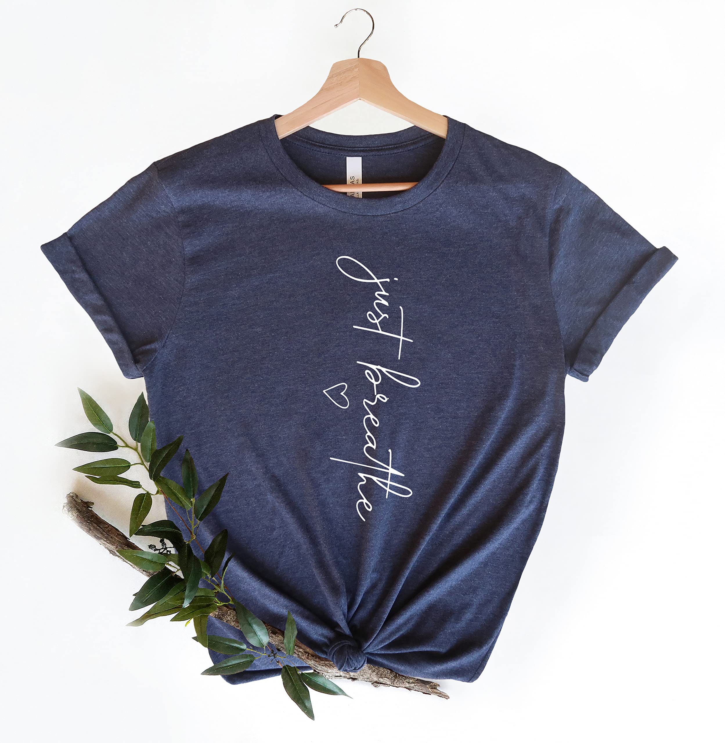 Just Breathe Motivational T-Shirt for Women - Positive Yoga Tee with Inspirational Message - Perfect Gift for Yoga, Meditation & Everyday Comfort