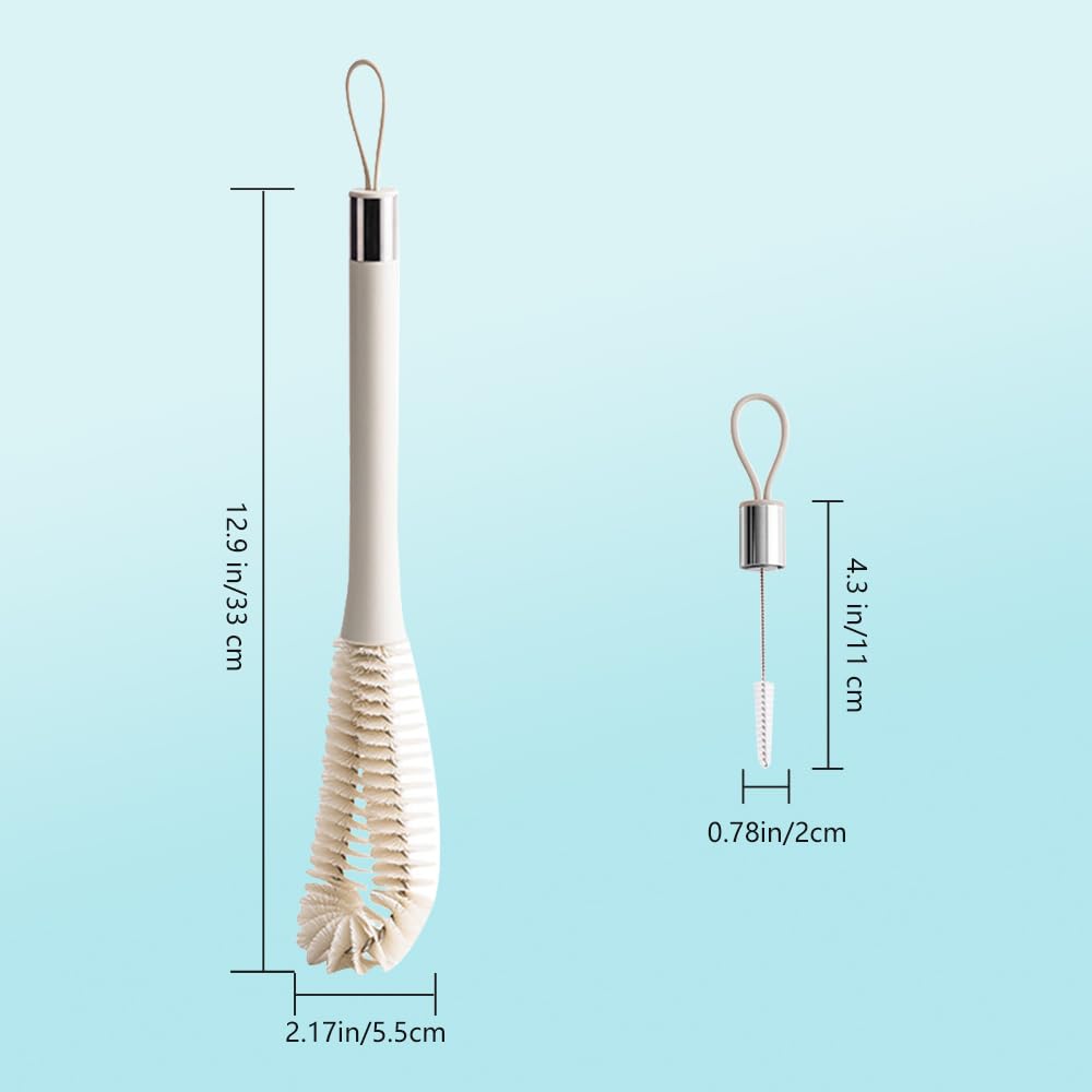 2 Pack Long Handle Cup & Bottle Cleaning Brushes - Multi-Functional Kitchen Scrubber for Mugs, Pitchers, Insulated Tumblers & Hard-to-Reach Crevices - Perfect for Home, Office & Travel Use