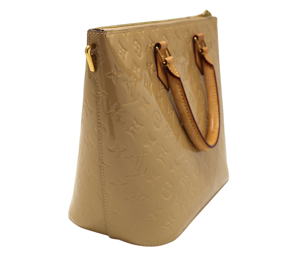 Authentic Louis Vuitton Beige Monogram Vernis Leather Montebello MM Tote Bag for Women - Luxury Designer Handbag Perfect for Work, Travel & Everyday Use