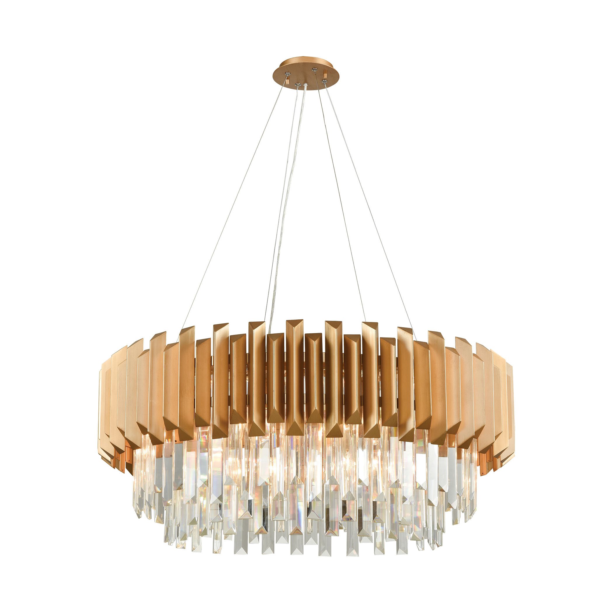 Matte Gold 8-Light Crystal Chandelier - Elegant Dining Room Lighting Fixture for Home Decor | Perfect for Living Room, Bedroom & Entryway