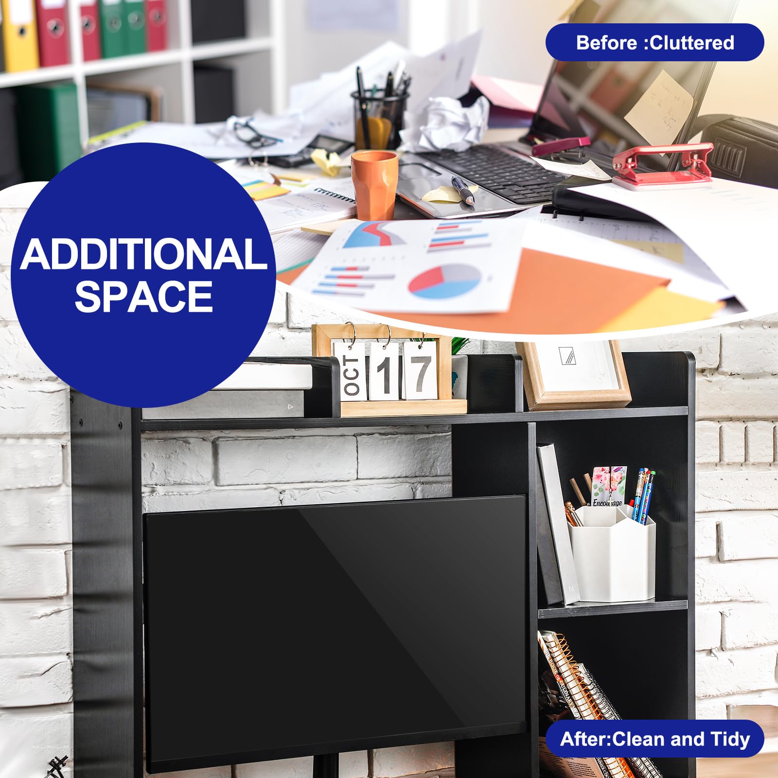 5-Shelf Dorm Desk Organizer with 3-Tier Hutch - 32.5