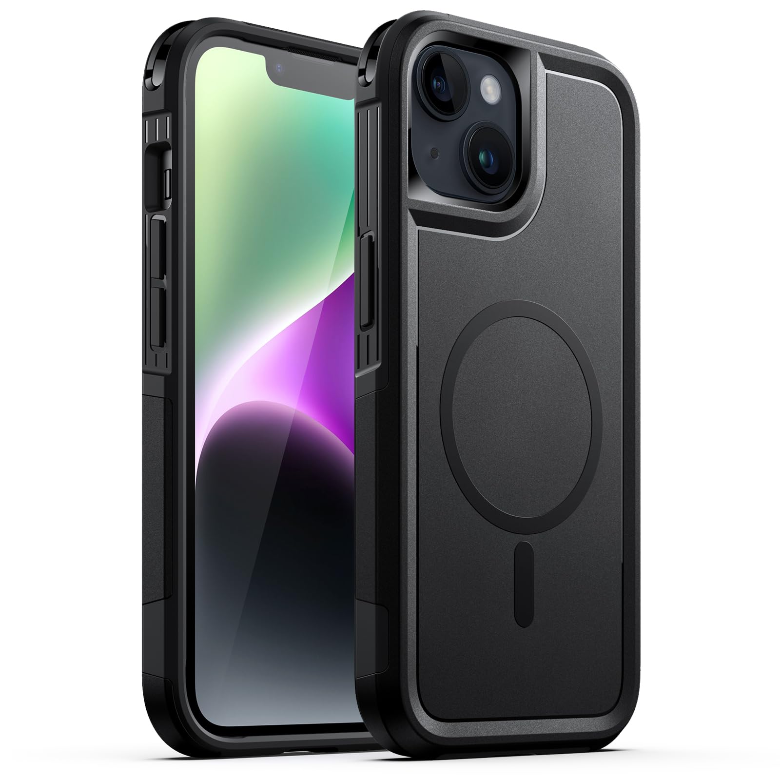 JETech MagSafe Compatible Heavy Duty Case for iPhone 14 Plus 6.7-Inch - Dual Layer Rugged Protection, Shockproof Magnetic Cover (Black) | Perfect for Outdoor Adventures, Work & Daily Protection