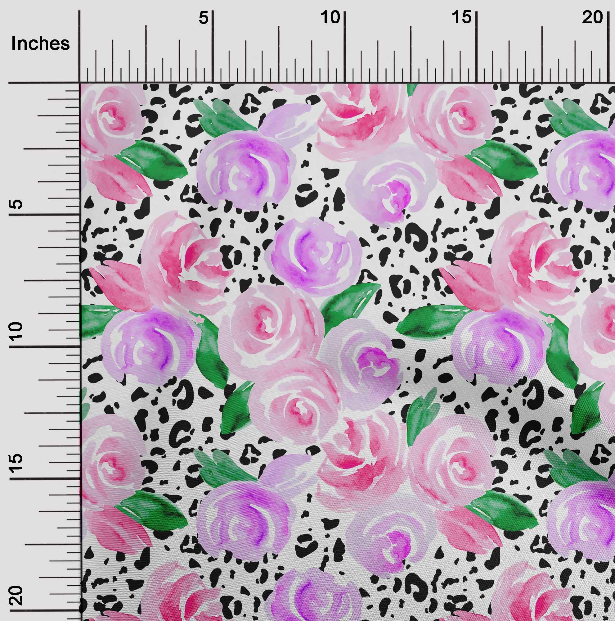 oneOone Georgette Viscose Rose Pink Floral Watercolor Dress Fabric - 42 Inch Wide Fabric by The Yard for Dresses, Blouses & DIY Fashion Projects