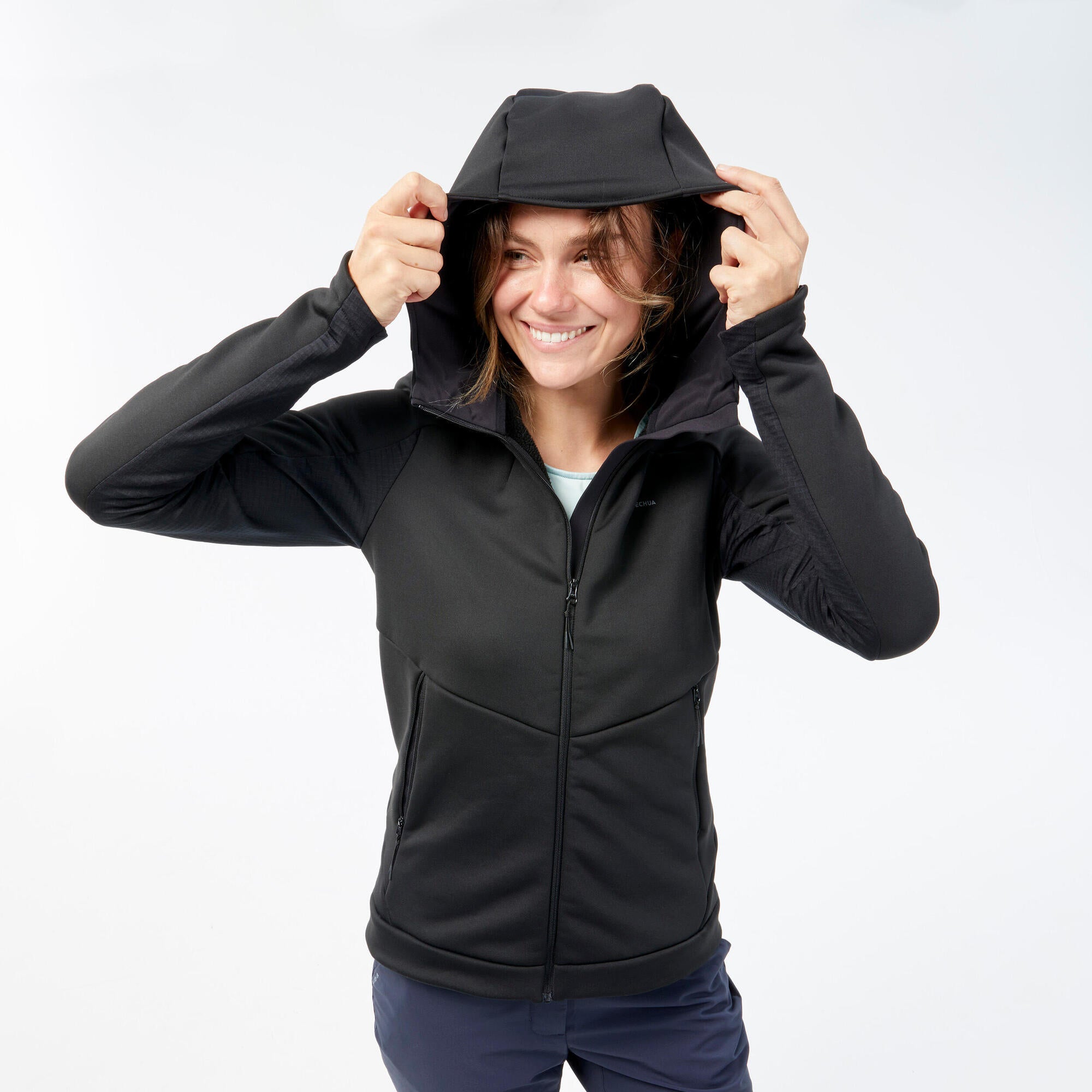 Quechua Women's MH520 Hooded Fleece Jacket - Lightweight Warm Hiking Pullover for Outdoor Adventures & Travel