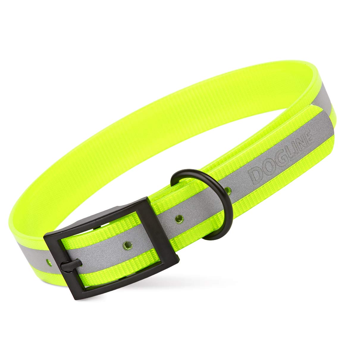 Premium Reflective Waterproof Dog Collar - Biothane Coated Nylon Webbing with Black Hardware, Odor-Proof & Easy Clean - Adjustable 18