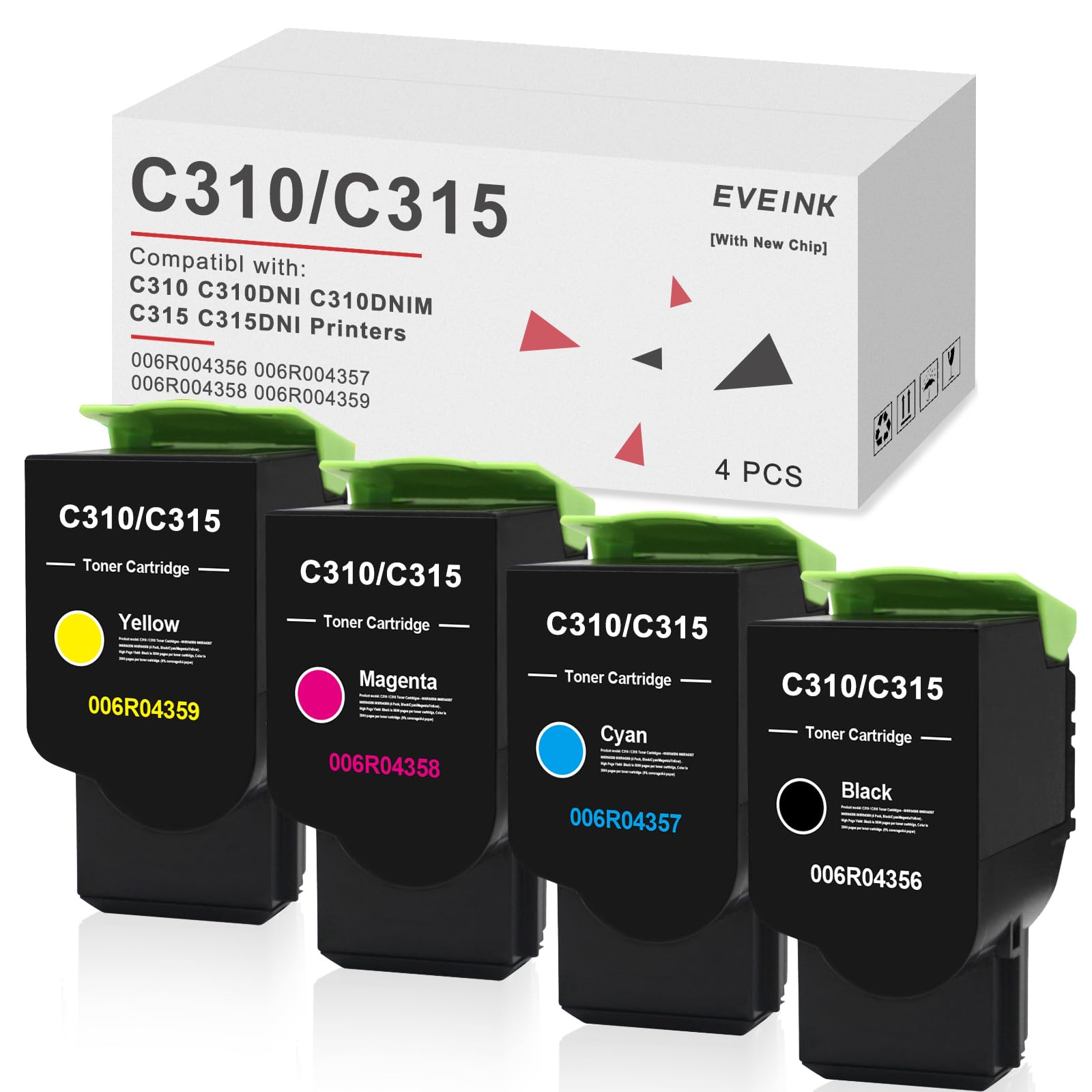High Capacity C310 C315 Toner Cartridge - Compatible with Xerox 006R004356/006R004357/006R004358/006R004359 - Replacement for Xerox C310/C310DNI/C315/C315DNI Color Printers - Perfect for Office Printing & High Volume Document Production