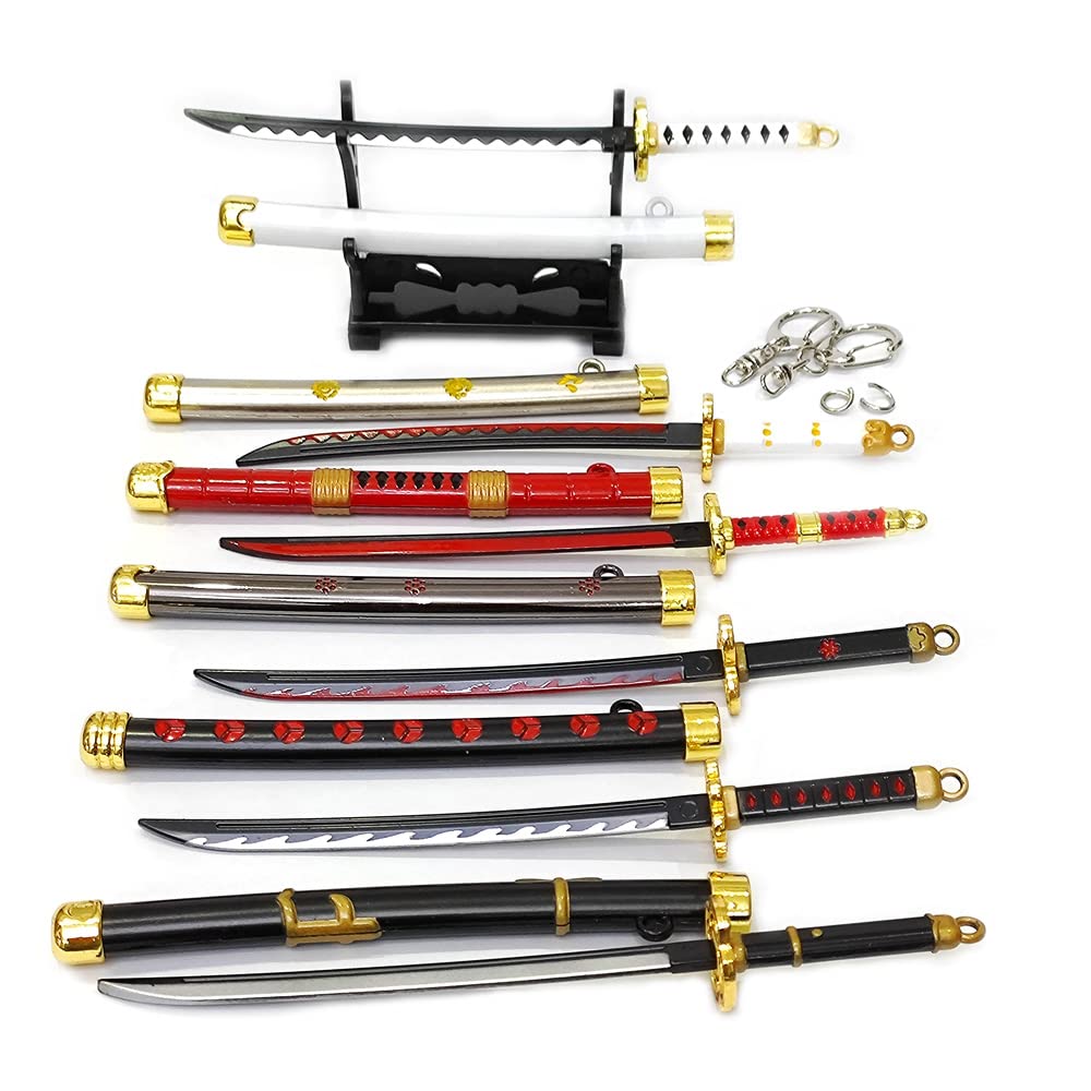 JCvCX 6-in-1 Anime Cosplay Sword Pendant Set - Shusui Mini Katana Keychain Collection with Gift Box | Perfect for Cosplay, Anime Fans & Unique Gifts