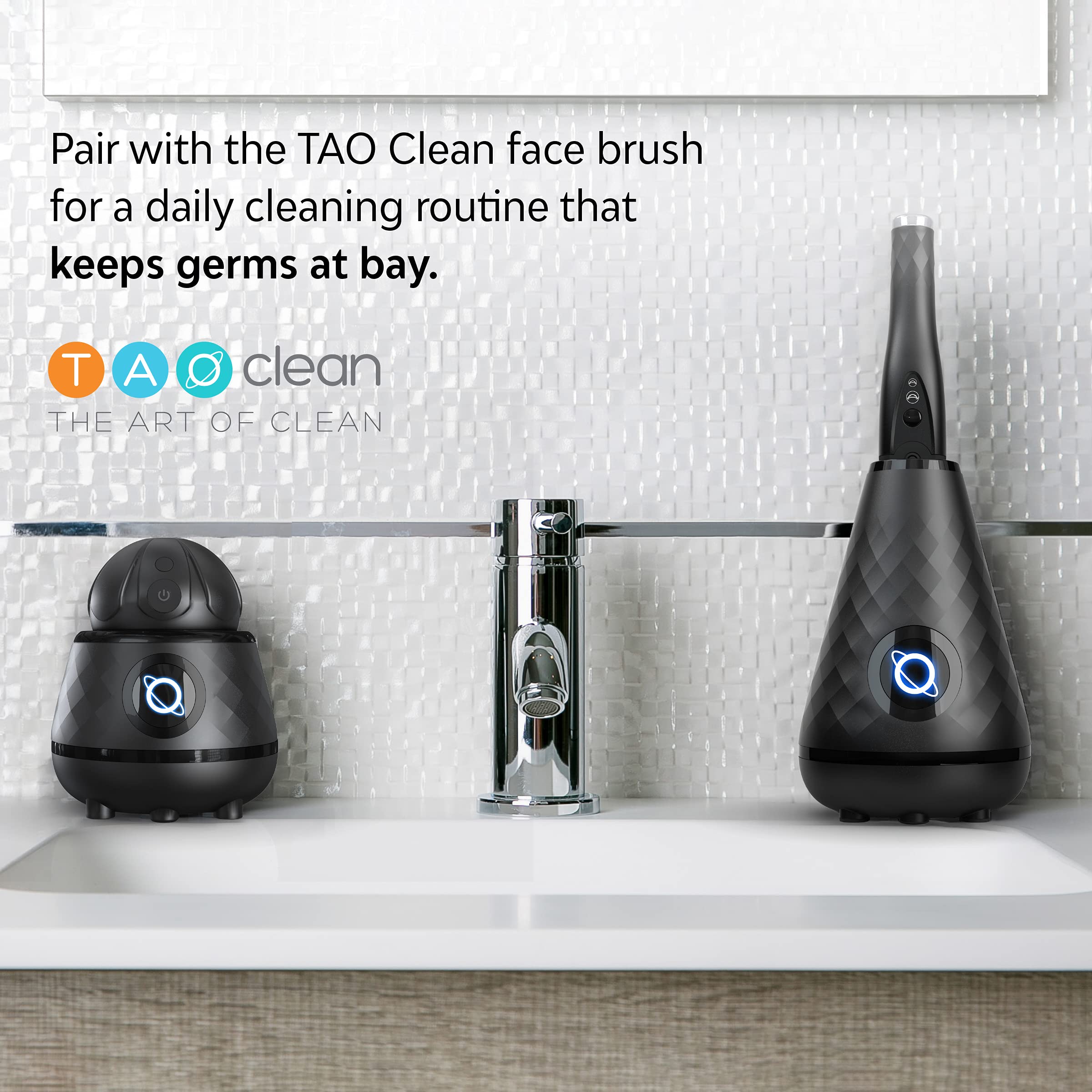 Tao Clean UV Sanitizing Sonic Electric Toothbrush with Cleaning Station - Dual Speed Settings, Black - Perfect for Travel & Home Oral Hygiene Care