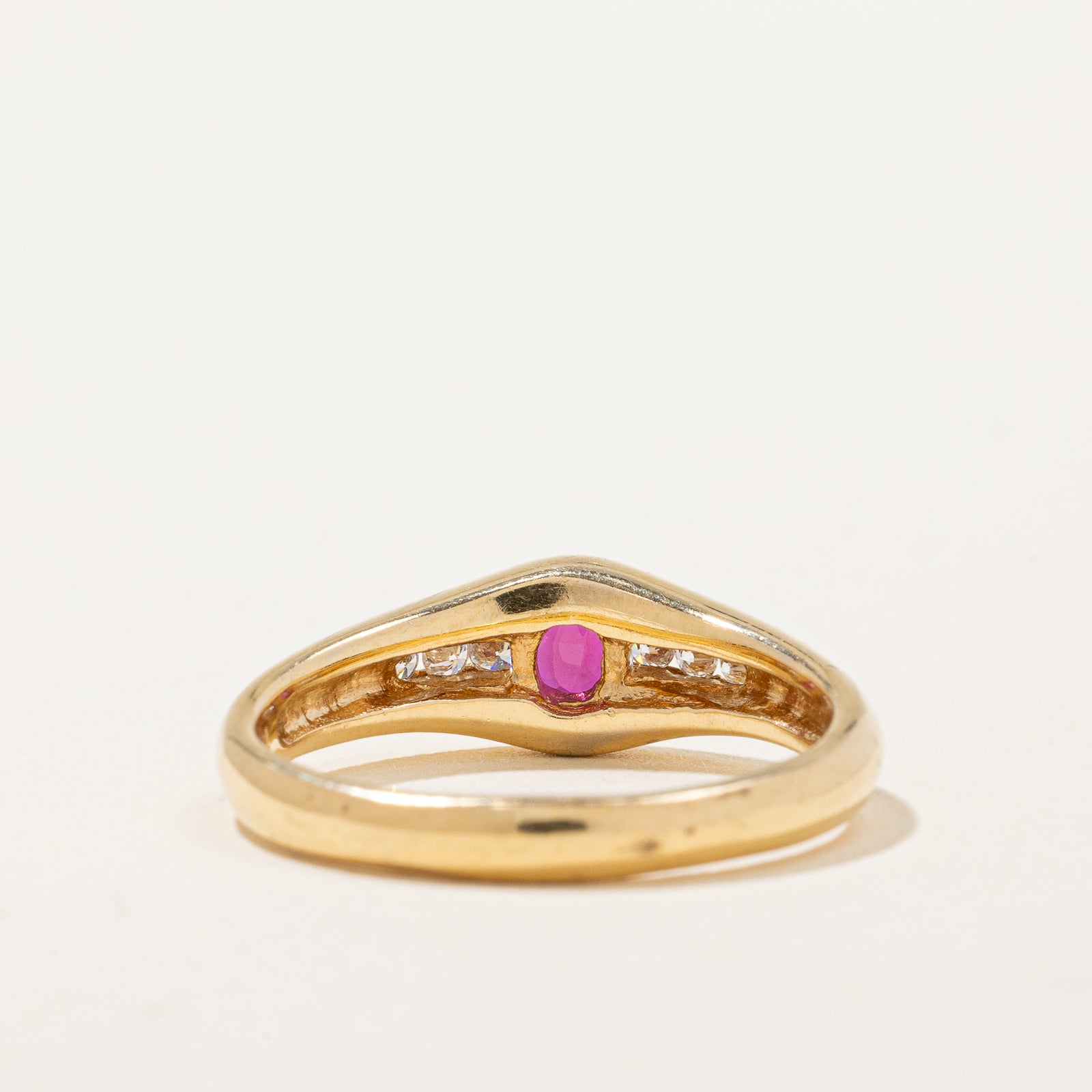 Exquisite Ruby & Diamond Tapered Ring - 0.19ct Natural Ruby & 0.10ctw Diamonds - Size 6.75 - Elegant Wedding, Anniversary or Gift Jewelry for Women
