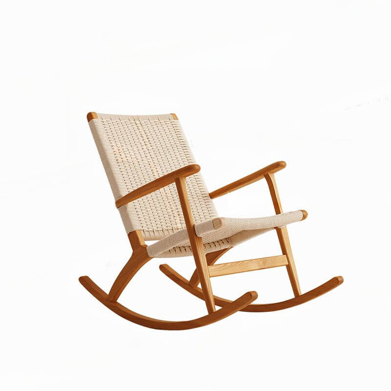 Comfortable Wooden Front Porch Rocking Chair with High Back Support - Perfect for Relaxing on Your Patio, Deck, or Garden