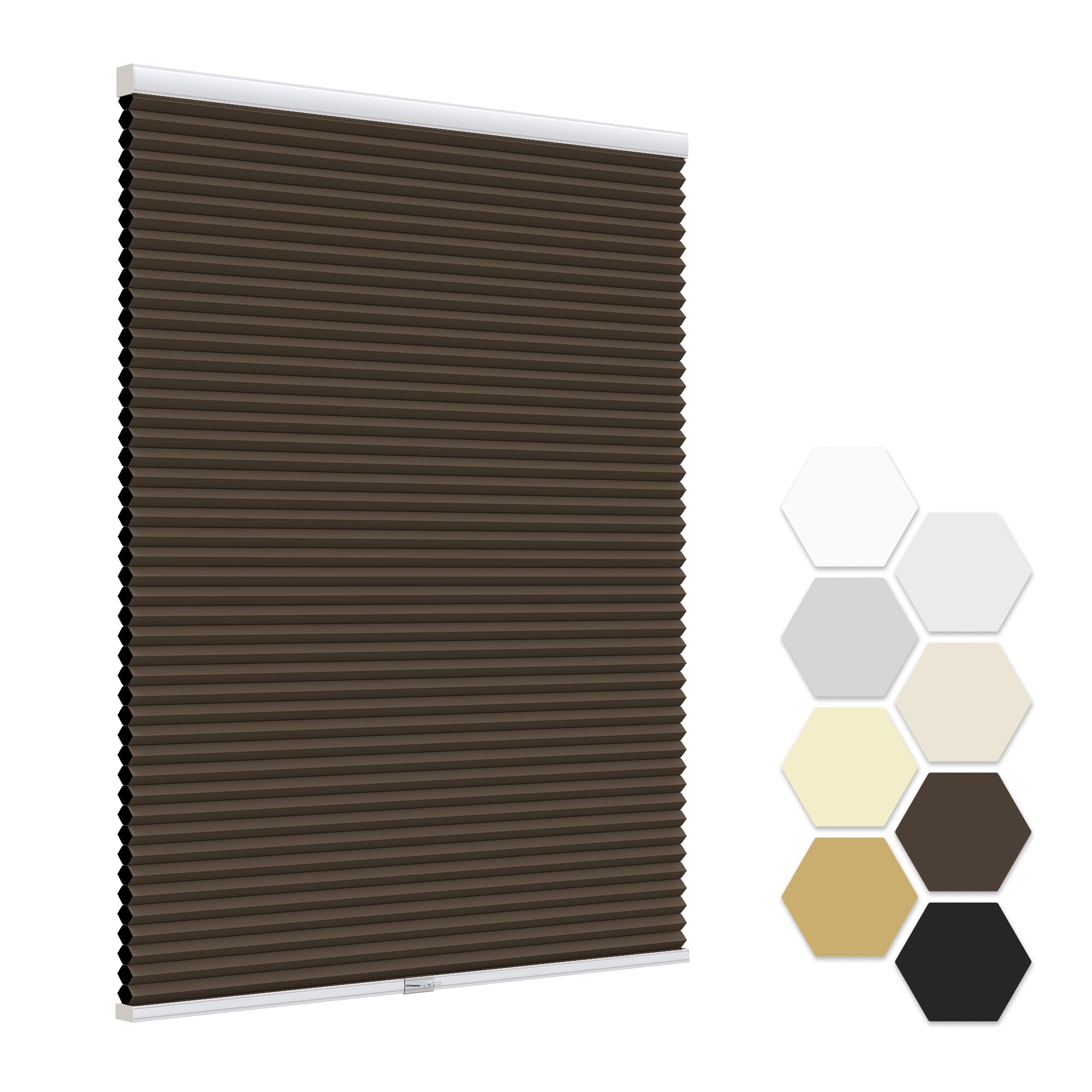 No Drill Cordless Cellular Shades - Blackout Honeycomb Window Blinds 52