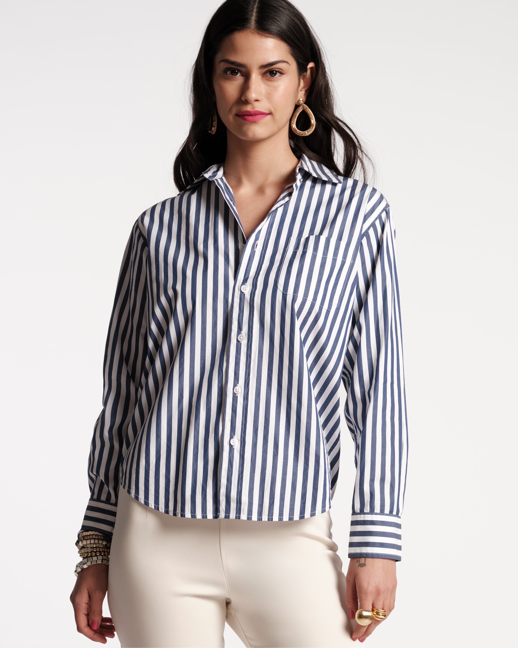 Perfect Button Down Stripe Navy Shirt for Men - Stylish Casual & Office Wear - Ideal for Business Meetings, Dates, and Everyday Outfits