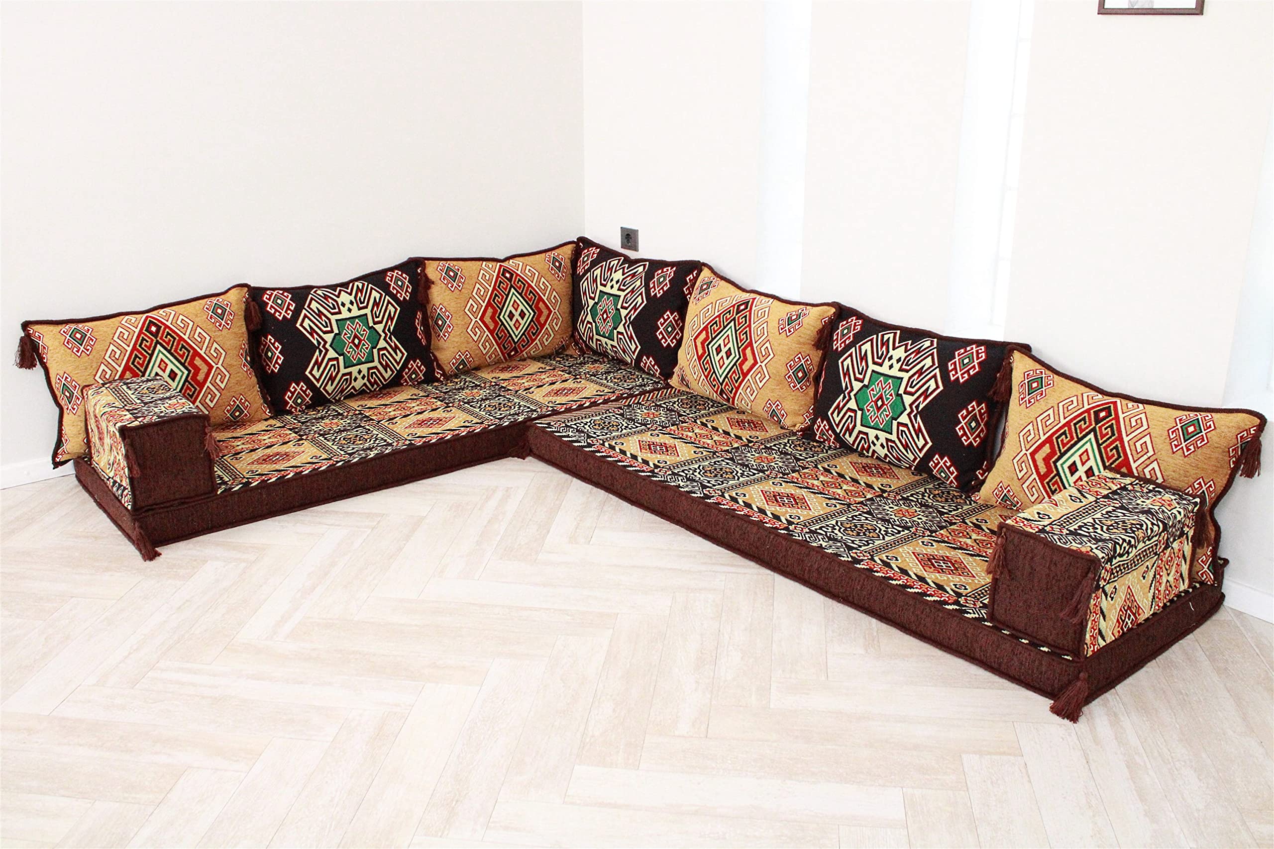 Arabic Living Room Furniture Set - Traditional Majlis Seating & Jalsa Sofa for Home Decor | Perfect for Middle Eastern Style Interiors, Family Gatherings & Cultural Events