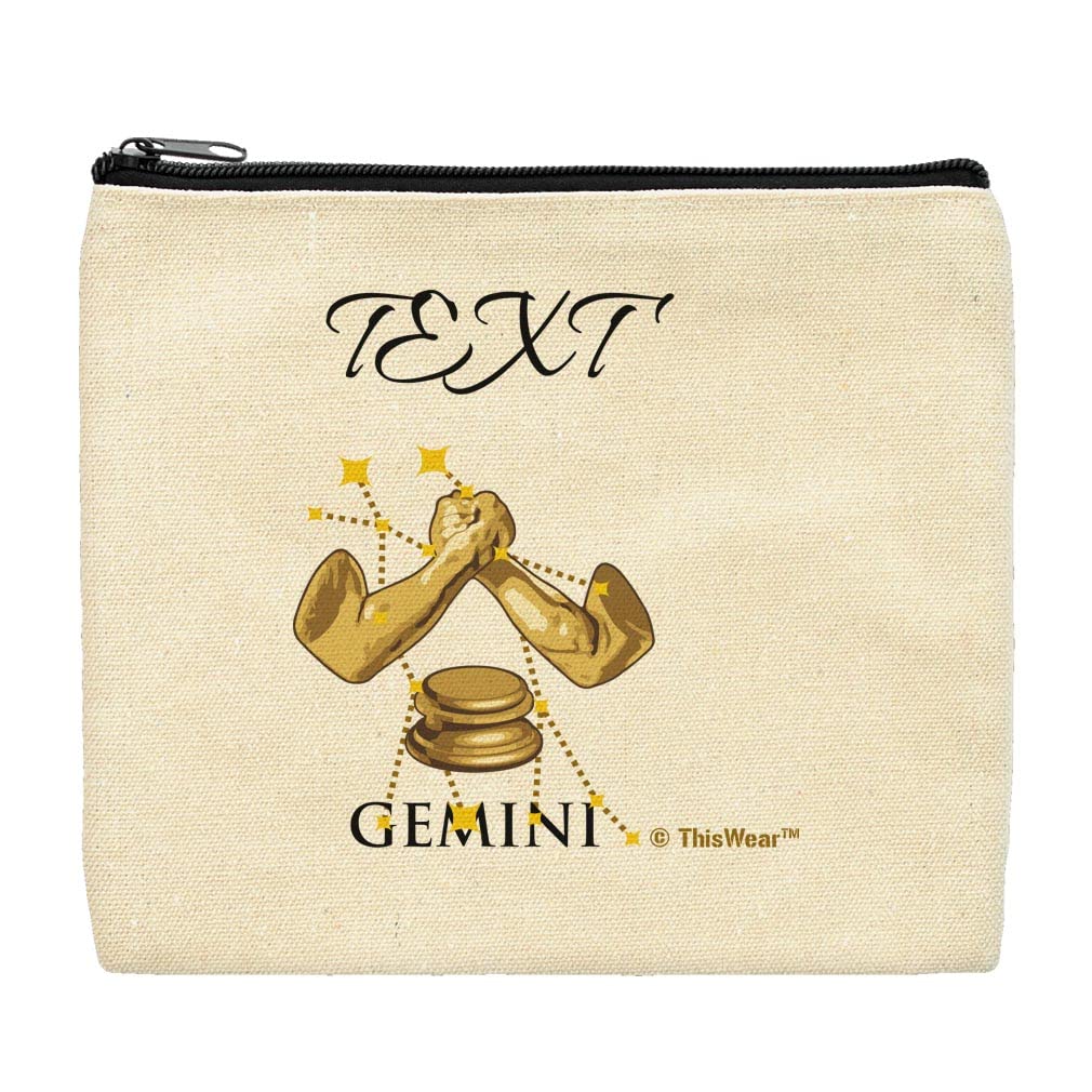 Personalized Gemini Zodiac Makeup Bag - Custom Astrology Gift for Women, Perfect for Travel & Daily Cosmetics Storage