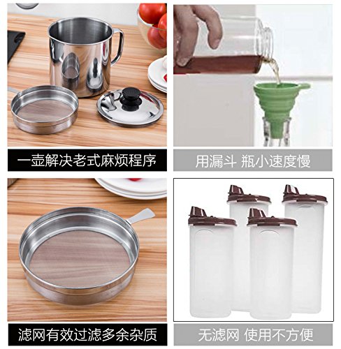 Stainless Steel Grease Keeper with Mesh Strainer - 1.7L (8 Cups) Oil Storage Container for Kitchen - Perfect for Storing Cooking Oil, Bacon Grease & Frying Fat After Cooking