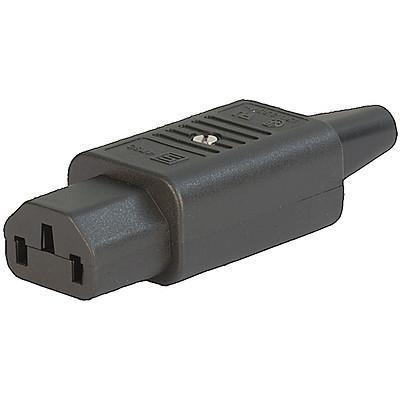 Rewirable IEC C13/F Appliance Inlet Plug - 10A 250V, Black, 10mm Cable Compatible, 70°C Temperature Rating - Perfect for Computer Power Supplies, Servers & Audio/Video Equipment