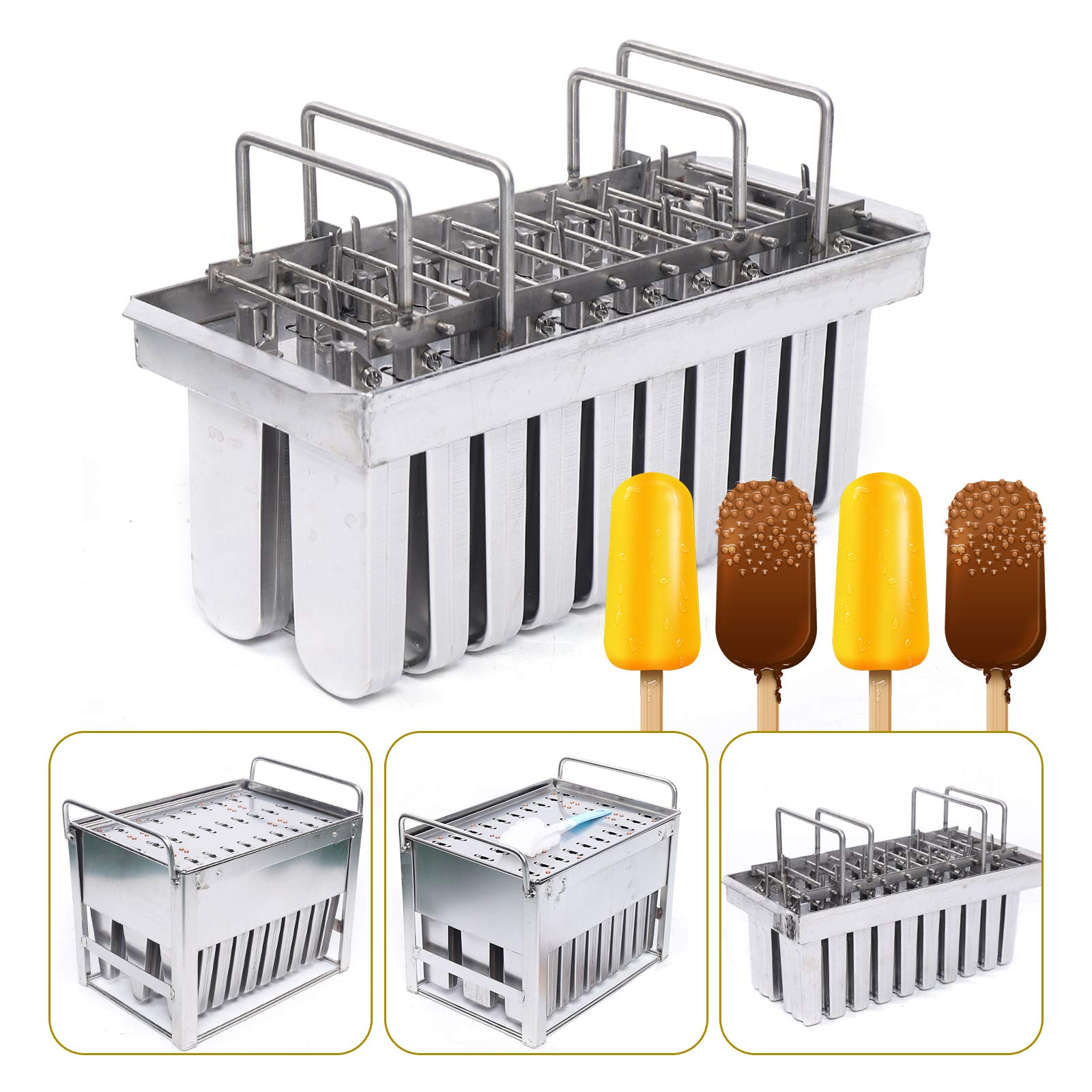 30PCS Stainless Steel Watermelon Cup Popsicle Molds Kit with Rack - Ice Pop Makers for Homemade Ice Cream, Popsicles & Frozen Treats - Includes Cleaning Brush & Wooden Sticks - Perfect for Summer Parties, BBQs & Family Fun