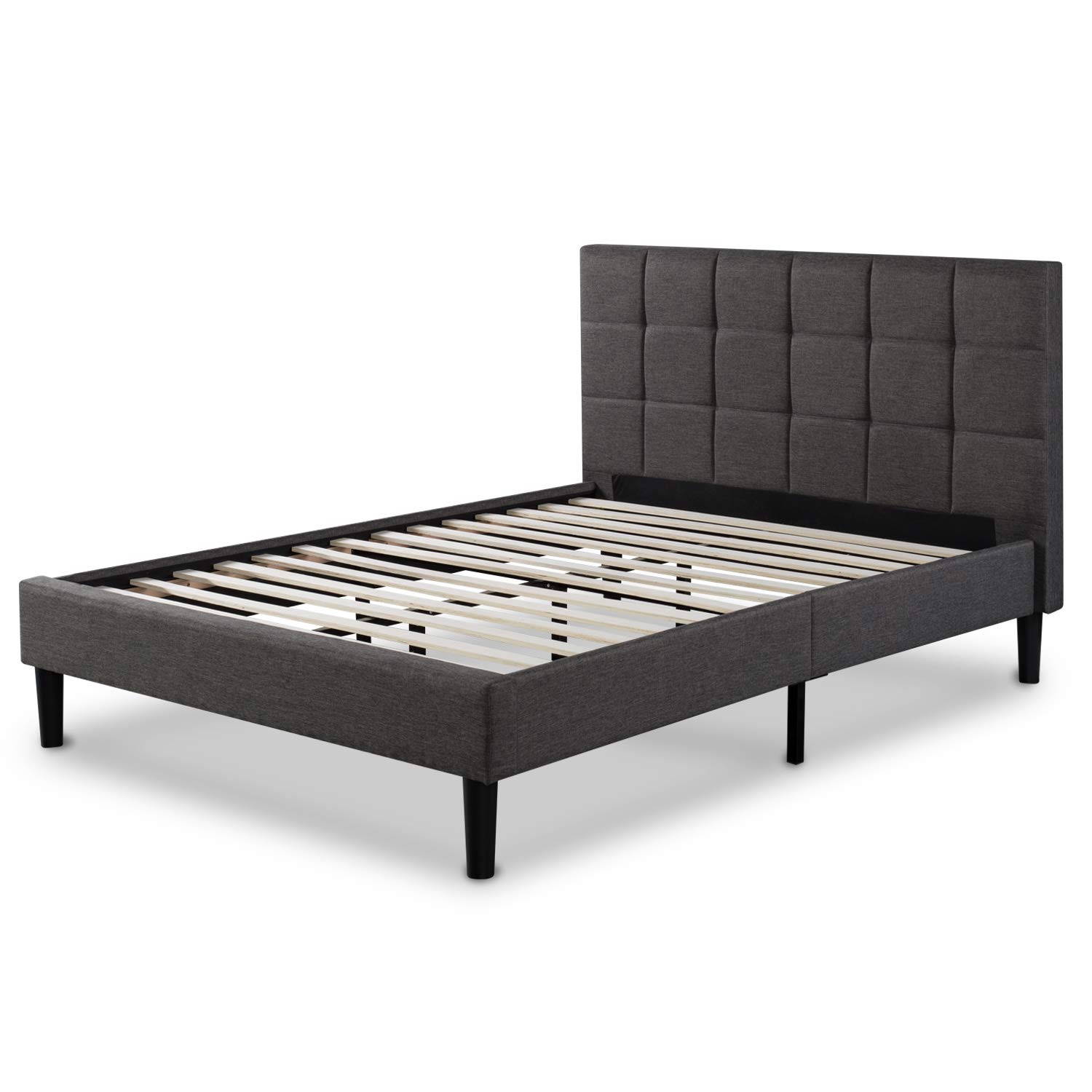 ZINUS Lottie Upholstered Platform Bed Frame with Wood Slat Support - Full Size Grey Mattress Foundation, No Box Spring Needed, Easy Assembly - Perfect for Modern Bedrooms, Guest Rooms & Small Spaces