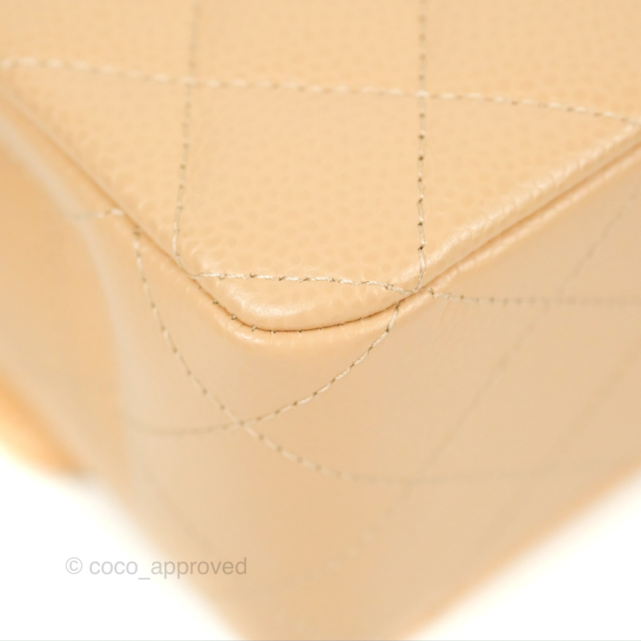 Chanel Classic M/L Medium Double Flap Bag Quilted Beige Caviar Leather with Gold Hardware - Luxury Handbag for Women, Perfect for Work, Parties & Everyday Use
