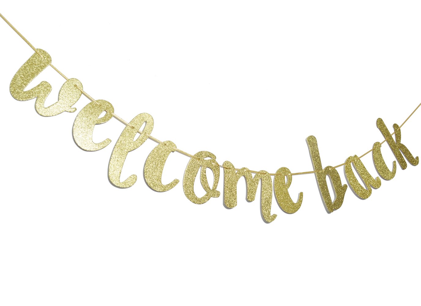 Welcome Back Gold Glitter Hanging Sign Banner - First Day of School Decorations, Classroom Door Decor, Back to School Party Supplies | Perfect for Bulletin Boards, Teacher Gifts & School Events