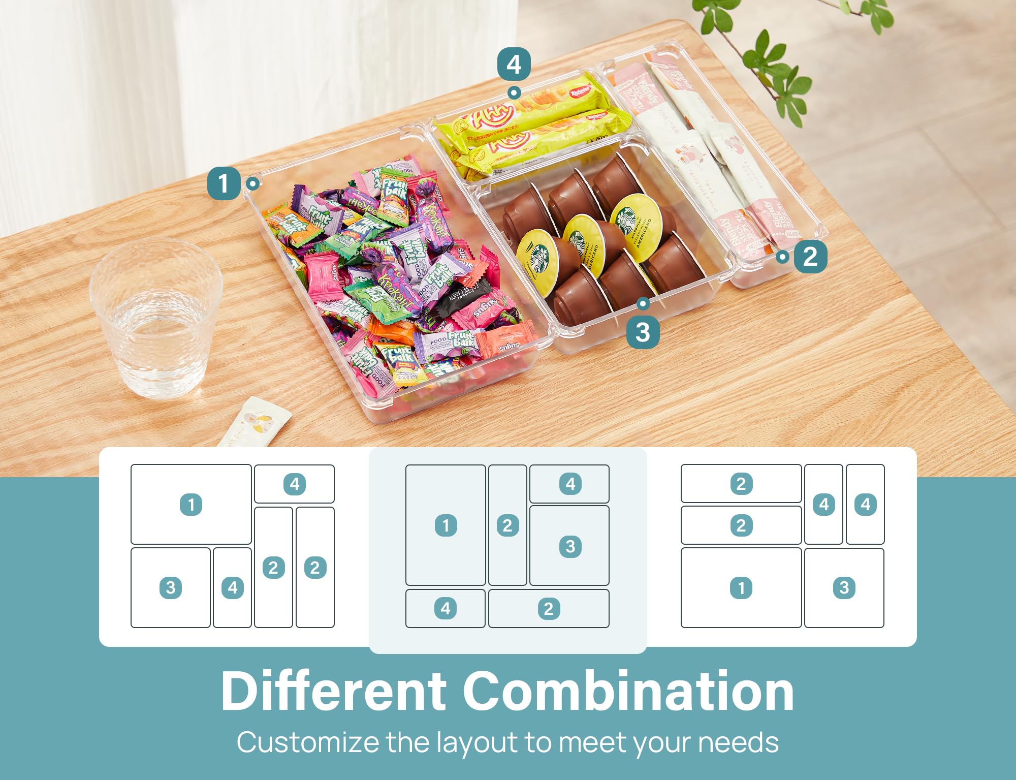Kootek 9-Piece Plastic Drawer Organizer & 8-Piece Bamboo Drawer Organizer Set - Perfect for Kitchen, Bathroom, Office & Bedroom Storage Organization