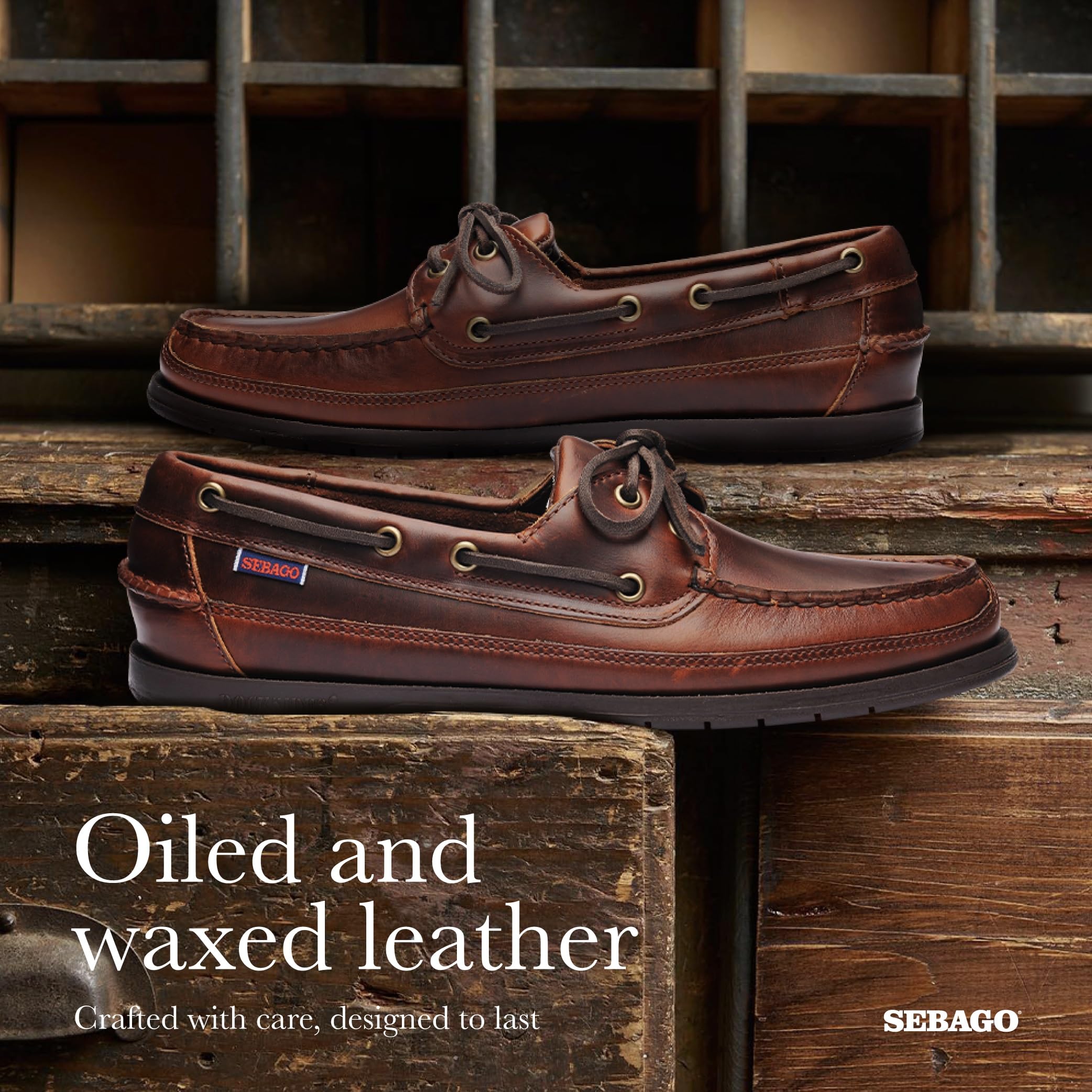 Sebago Men's Schooner Waterproof Leather Boat Shoes - 360-Degree Rawhide Lacing Non-Slip Soles | Casual Moccasins for Sailing, Boating & Outdoor Activities