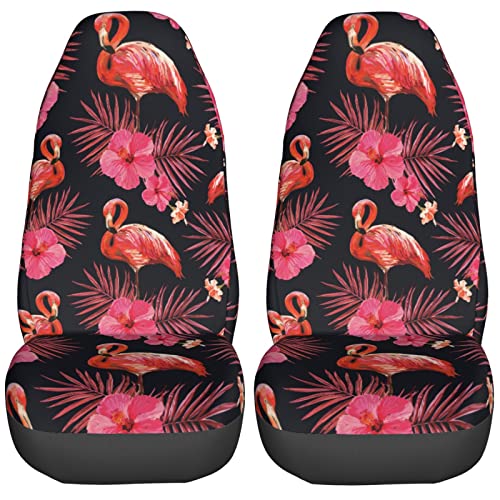 Tropical Palm Leaves Flamingo Hibiscus Flower
