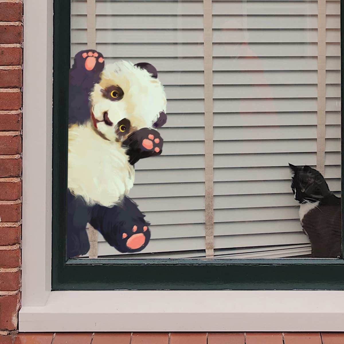 Cute Cartoon Panda Wall Decals - Electrostatic Window Stickers for Kids Room Decor, Double-Sided Removable Wall Art for Nursery, Bedroom & Living Room