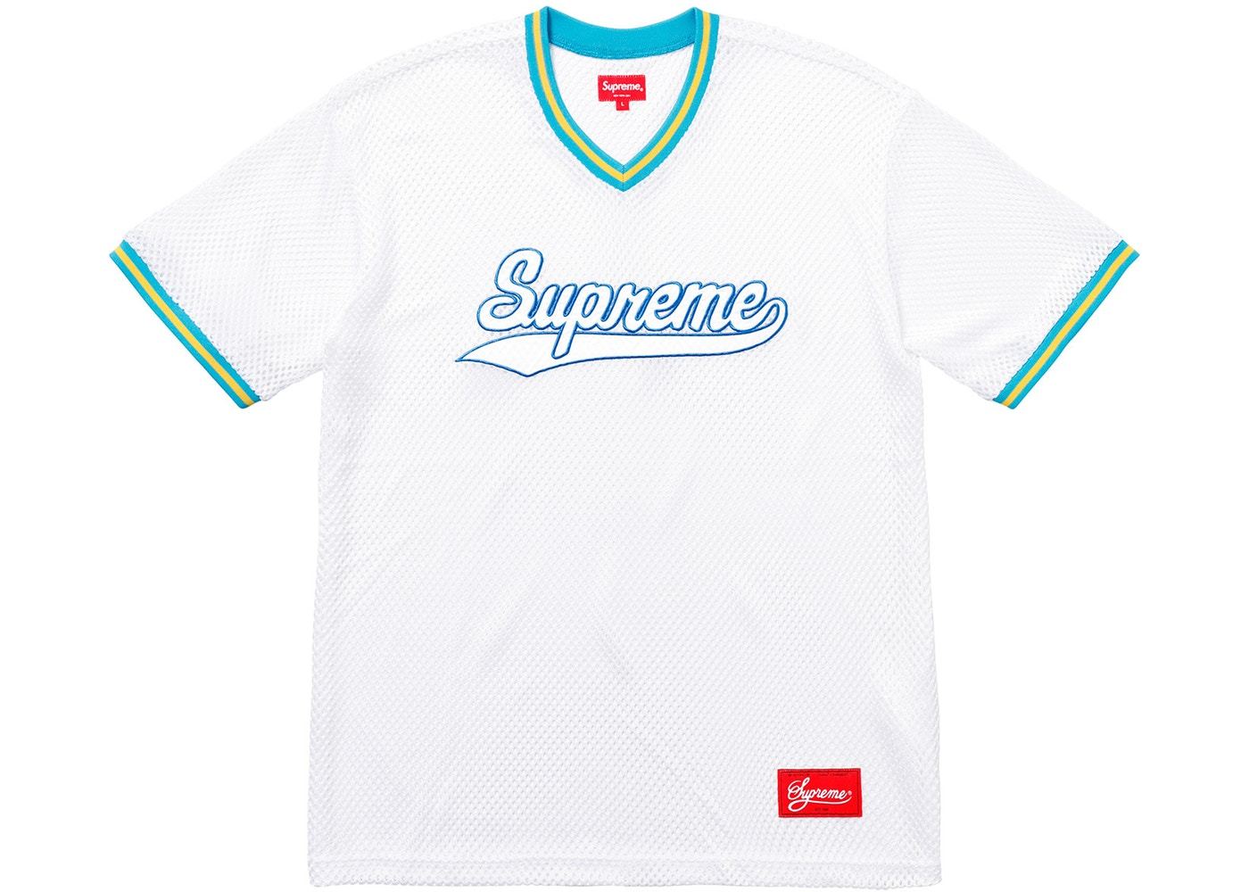 Supreme Mesh Baseball Jersey Top - White | Breathable & Stylish for Sports & Casual Wear