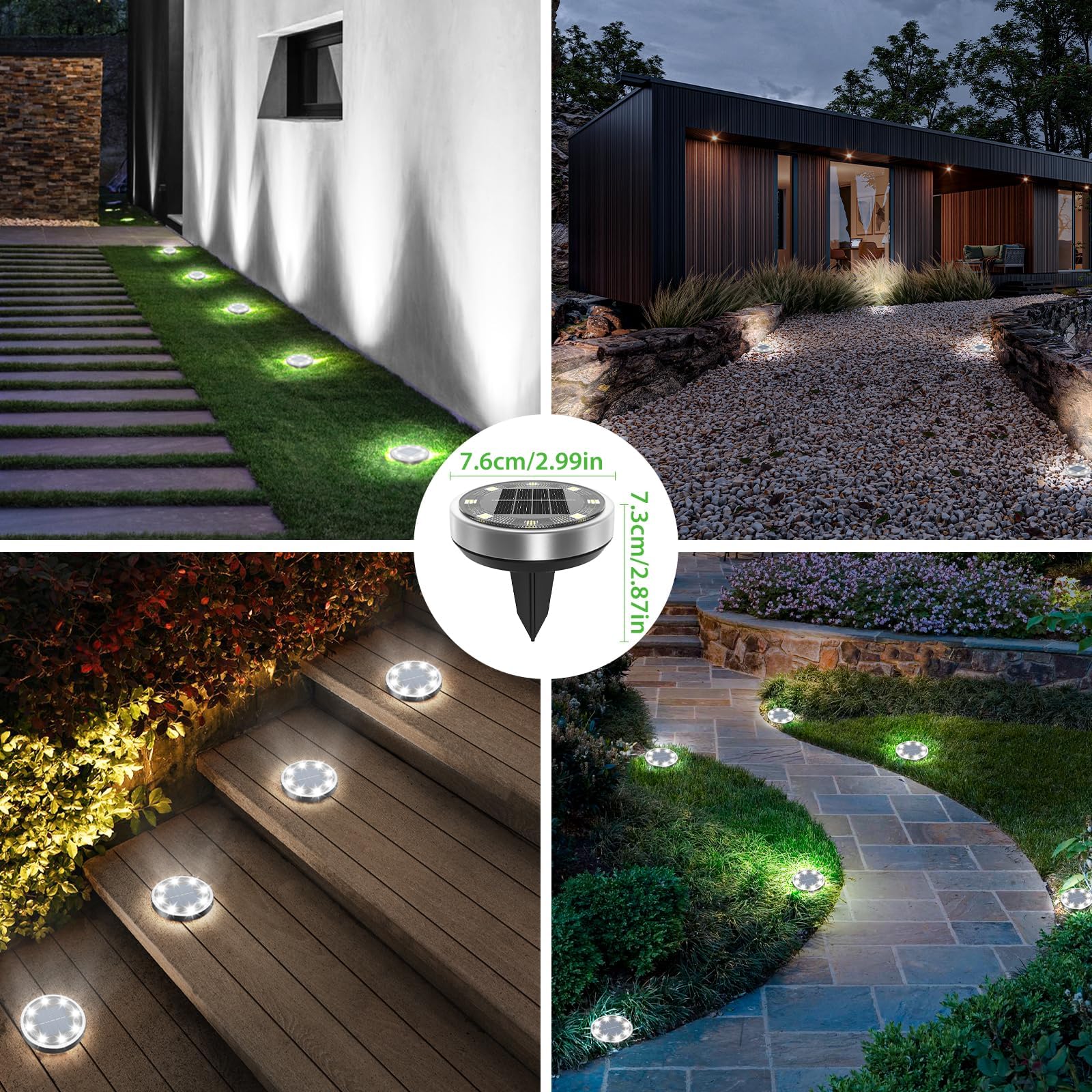 18 Pack Solar Ground Lights Outdoor - 8 LED Waterproof Flat Solar Pathway Lights for Yard, Garden, Walkway, Deck, Patio, Landscape, Lawn & Driveway (Cool White) | Perfect for Nighttime Safety & Outdoor Decor