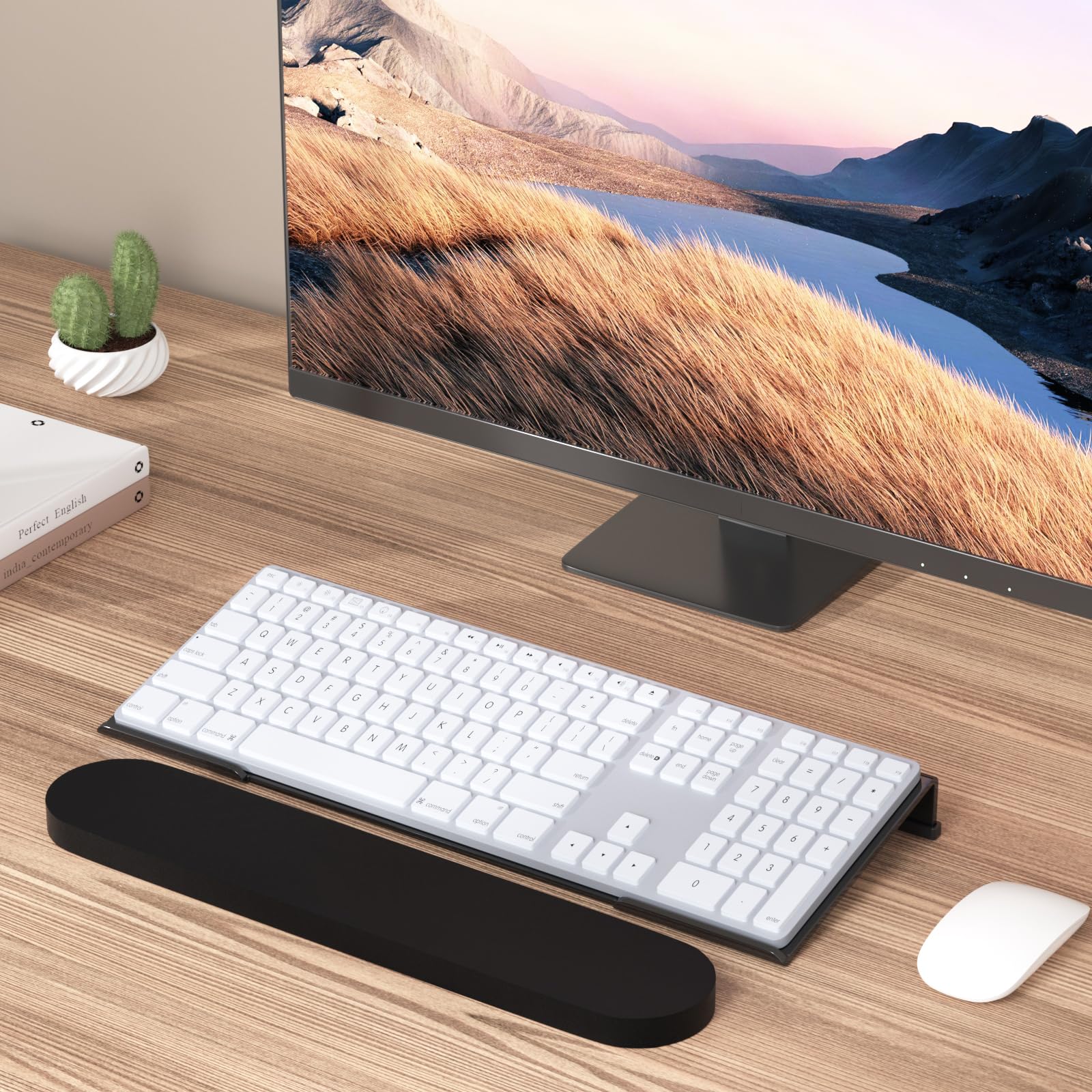 Ergonomic Acrylic Tilted Keyboard Stand with Non-Slip Silicone Base - Black Computer Keyboard Tray Holder for Comfortable Typing | Perfect for Office, Gaming & Home Workspace Setup