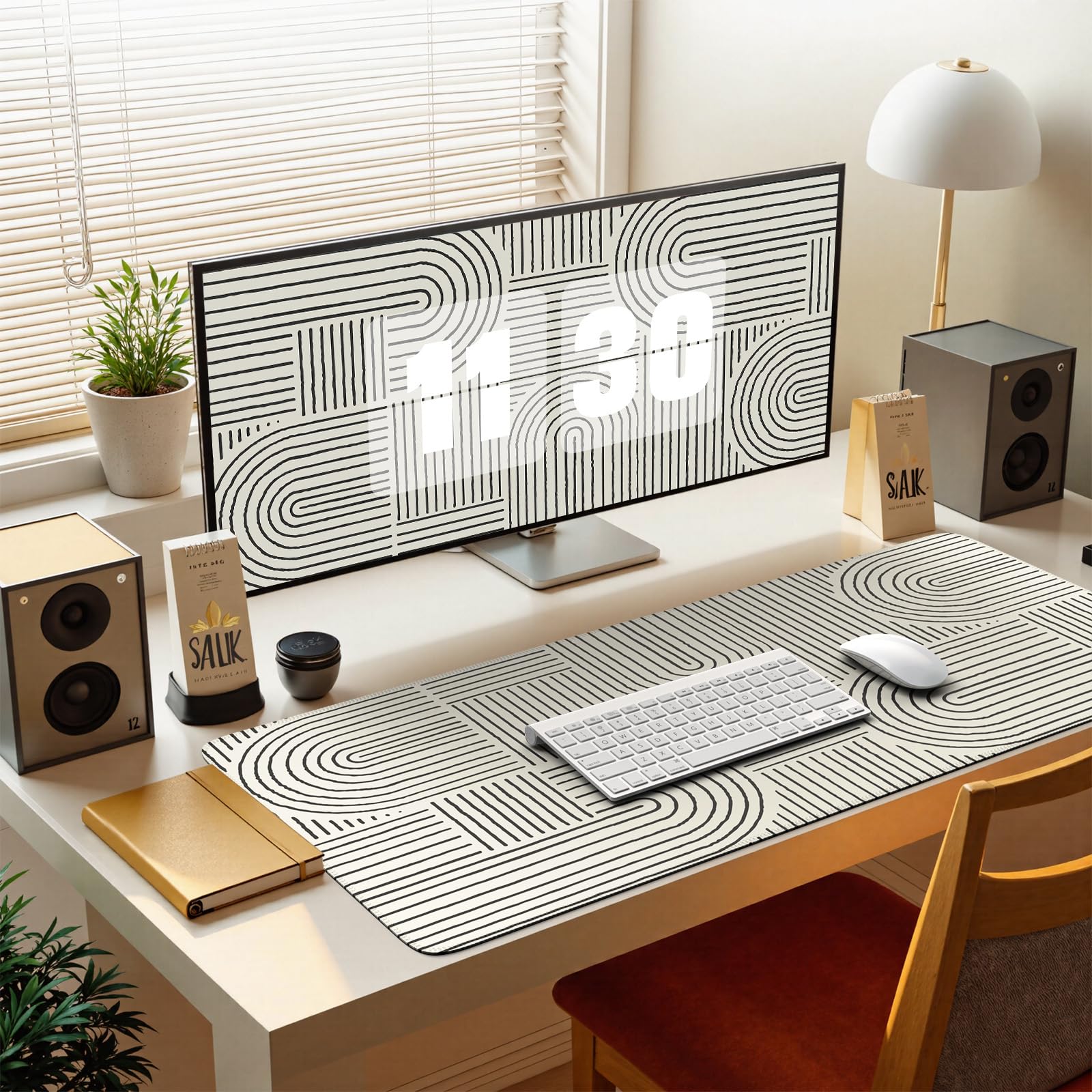 iCasso White Desk Mat - Large Anti-Slip Mouse Pad with Stitched Edges, Cute Keyboard Pad for Computer Workstation | Perfect for Office, Gaming & Home Office Setup