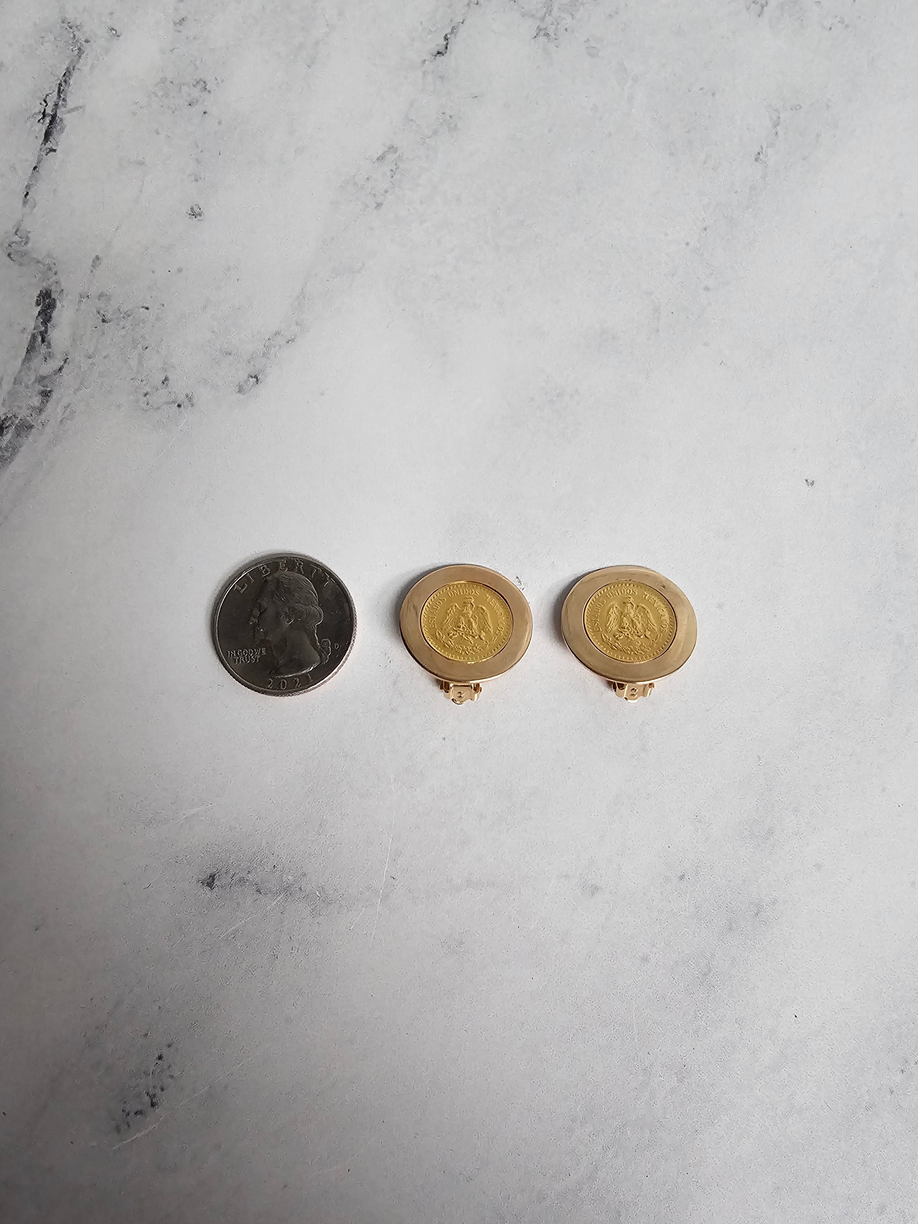 Vintage 1945 2.5 Coin Clip-On Earrings - 14K Yellow Gold with Polished Bezel Frame | Unique Collectible Jewelry for Special Occasions & Retro Fashion Lovers