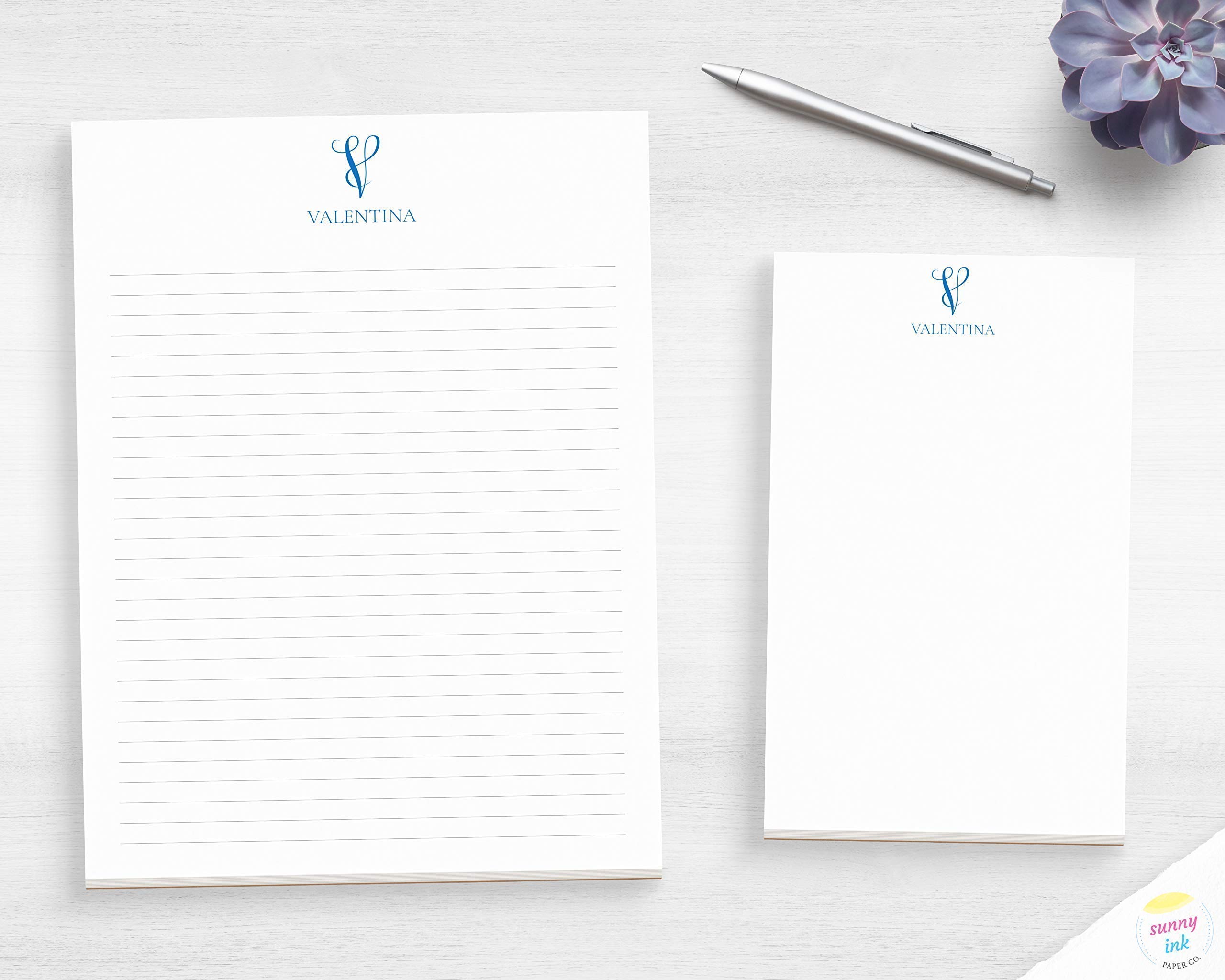 Personalized Monogram Notepad - Custom Classic Monogram Stationery - Teacher Memo Pad & Writing Sheets - Perfect for Office, School, and Gift Giving