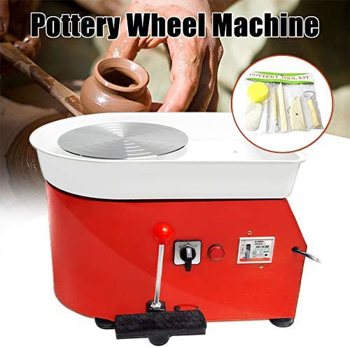 UCATQ 350W Electric Pottery Wheel with Foot Pedal - 25CM Ceramic Forming Machine for DIY Clay Art, Pottery Making & Craft Projects - Perfect for Beginners, Artists & Classroom Use (Orange)