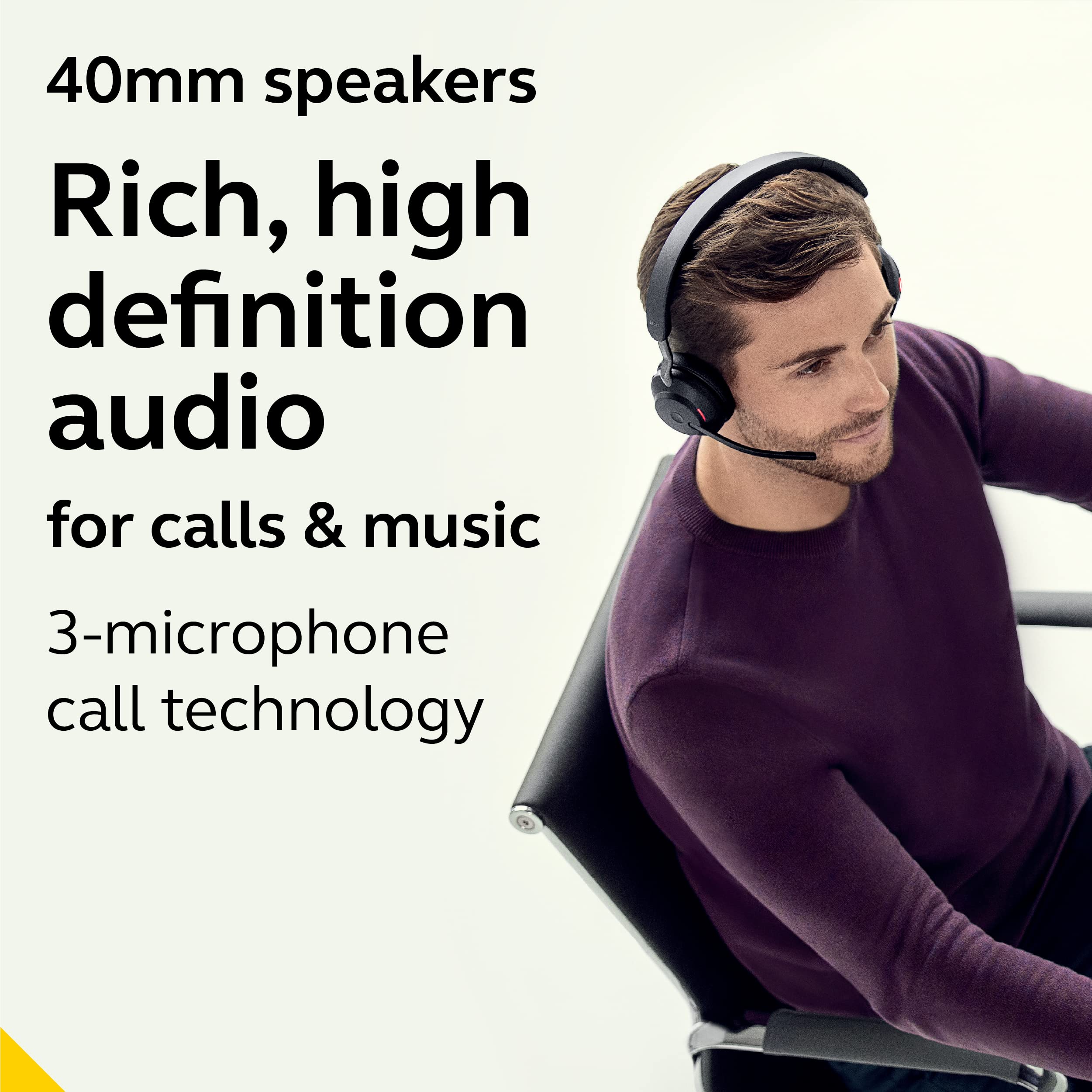 Jabra Evolve2 65 UC Wireless Bluetooth Headset with Link380a - Stereo Headphones for Calls & Music, 37H Battery Life, Passive Noise Cancelling (Black) | Perfect for Home Office, Remote Work & Online Meetings