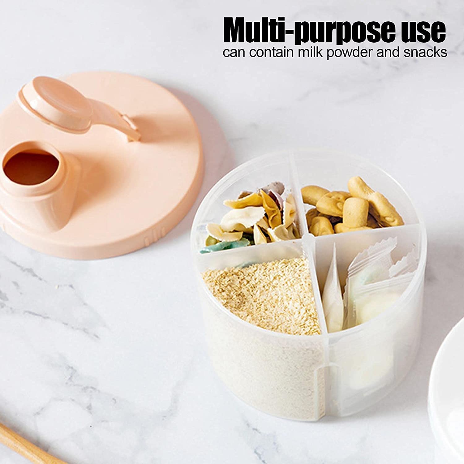 4-Compartment Rotating Milk Powder Dispenser & Portable Formula Storage Box - Leak-Proof Baby Food Container for Infant Feeding, Travel & Outdoor Use