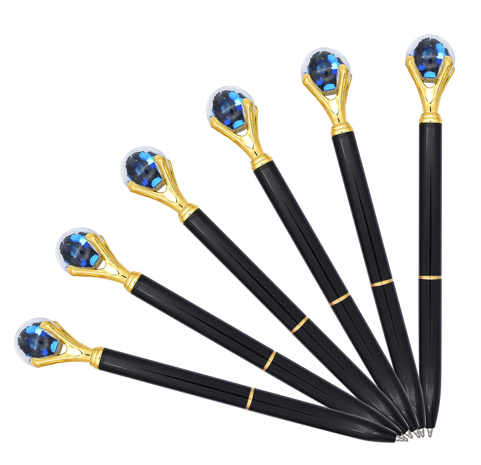 Gullor 6-Pack Black Ink Ballpoint Pens with Diamond Design - Medium Point for Smooth Writing - Perfect for Office, School, Note Taking & Gift Giving