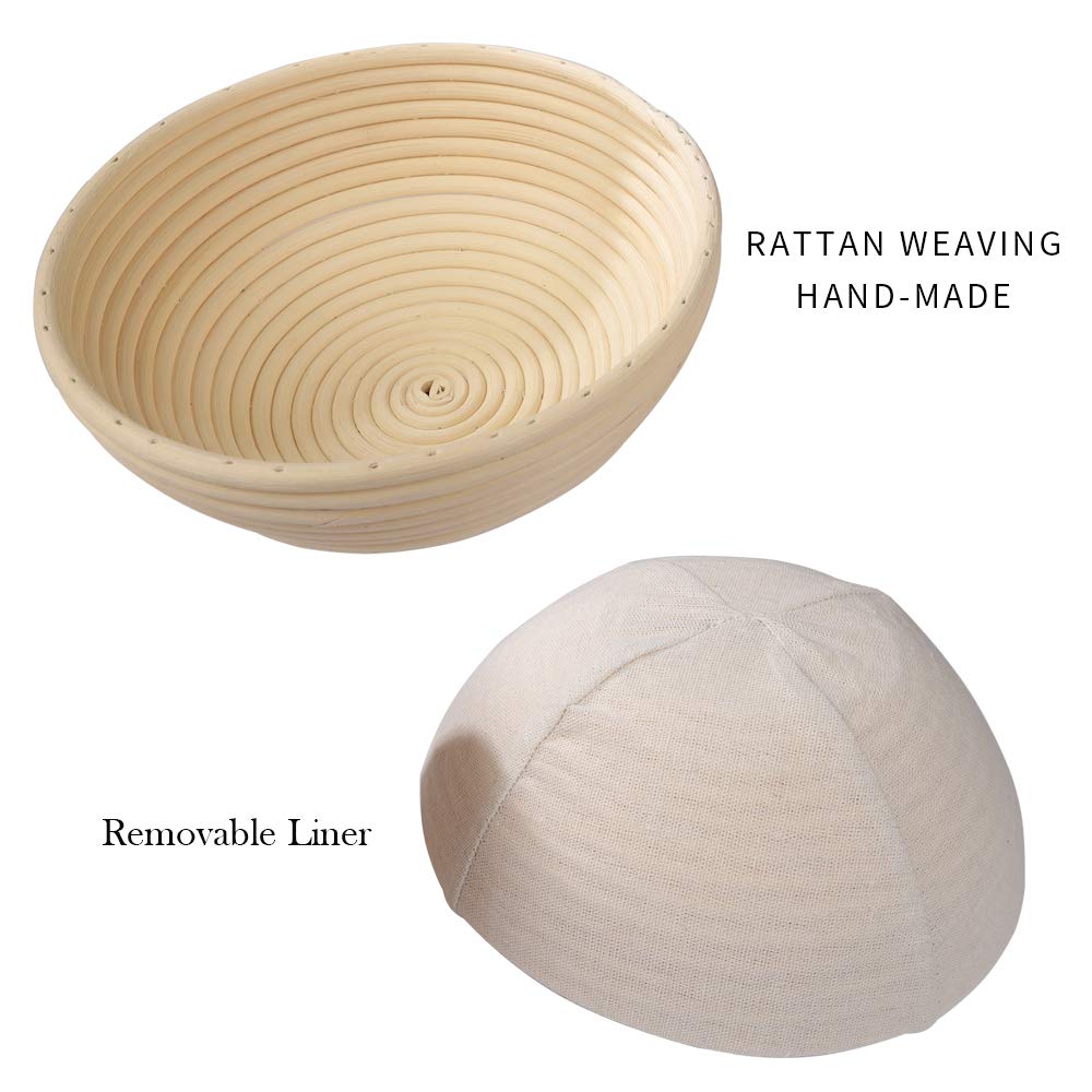 2 Pack Natural Rattan Round Bread Proofing Basket for Baking - 7 Inch Dough Rising Basket for Sourdough, Artisan Bread (Perfect for Home Bakers & Professional Kitchens)