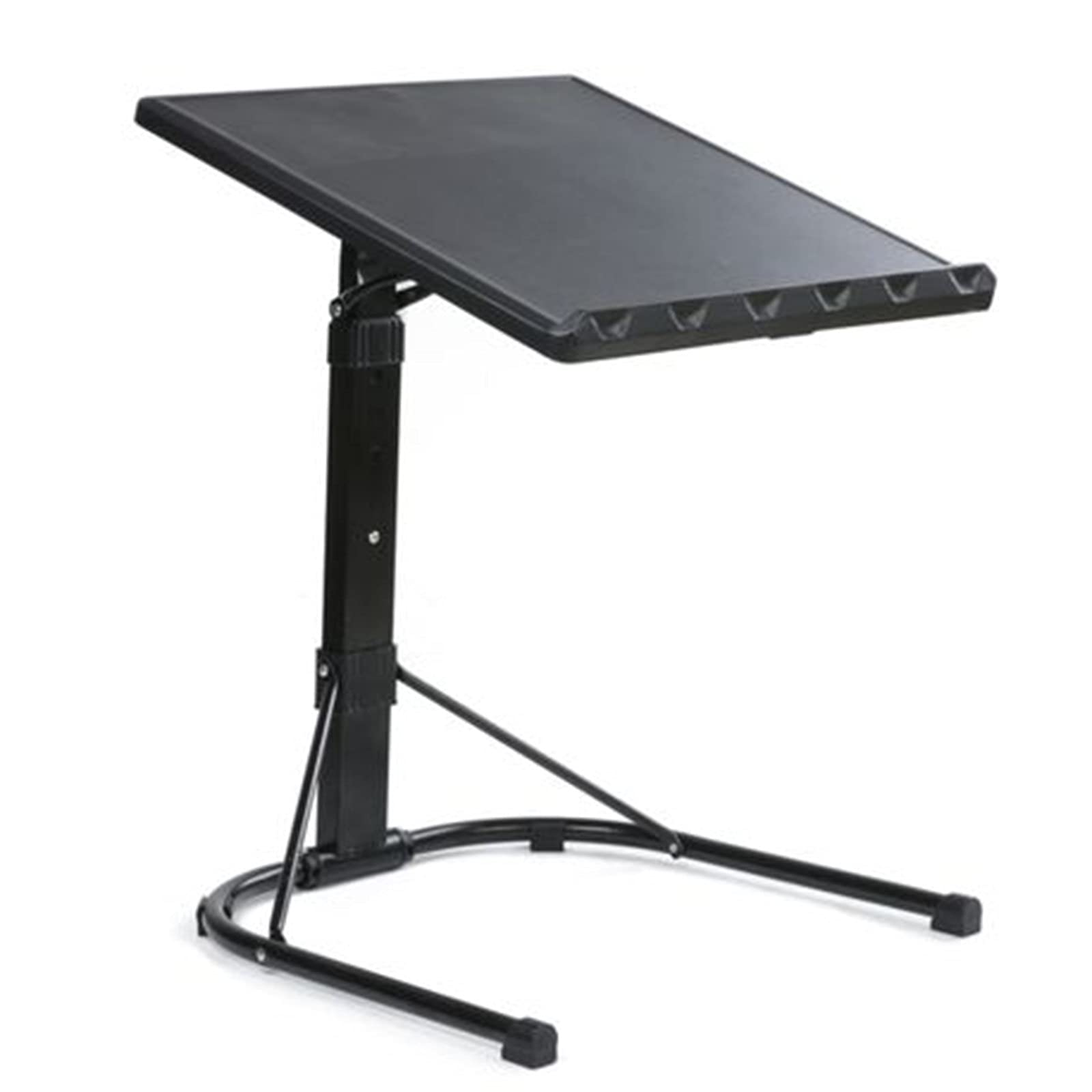 Adjustable Folding TV Tray Table - Lightweight Black Bedside & Sofa Tray with 3 Height & Tilt Settings - Perfect for Eating, Working, or Reading in Bed, Living Room & Small Spaces