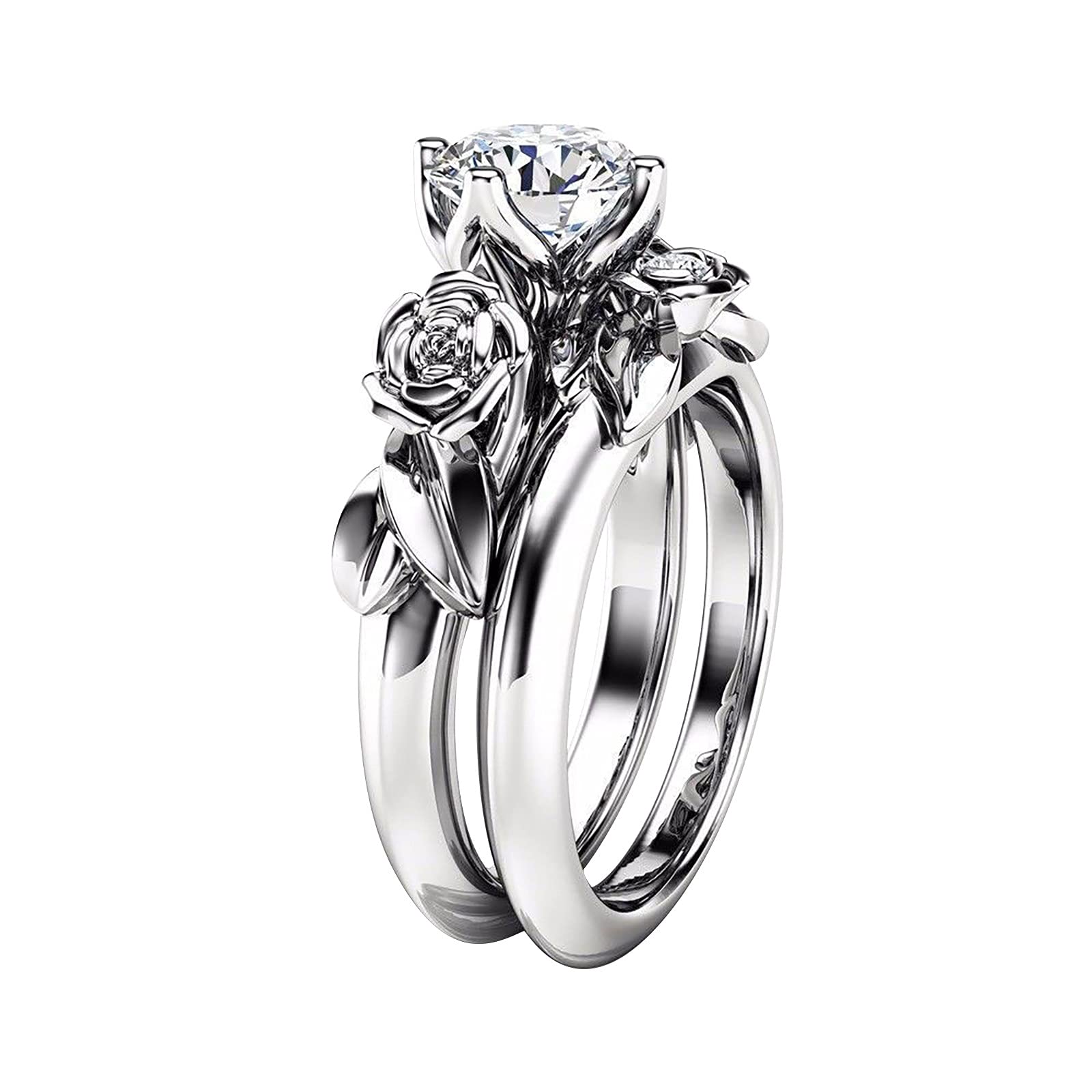Unique Rose Flower Diamond Engagement Rings for Women - 18K Gold Plated Crystal Zircon Princess Ring for Couples, Personalized Fashion Jewelry Gift for Her - Perfect for Proposals, Anniversaries & Special Occasions