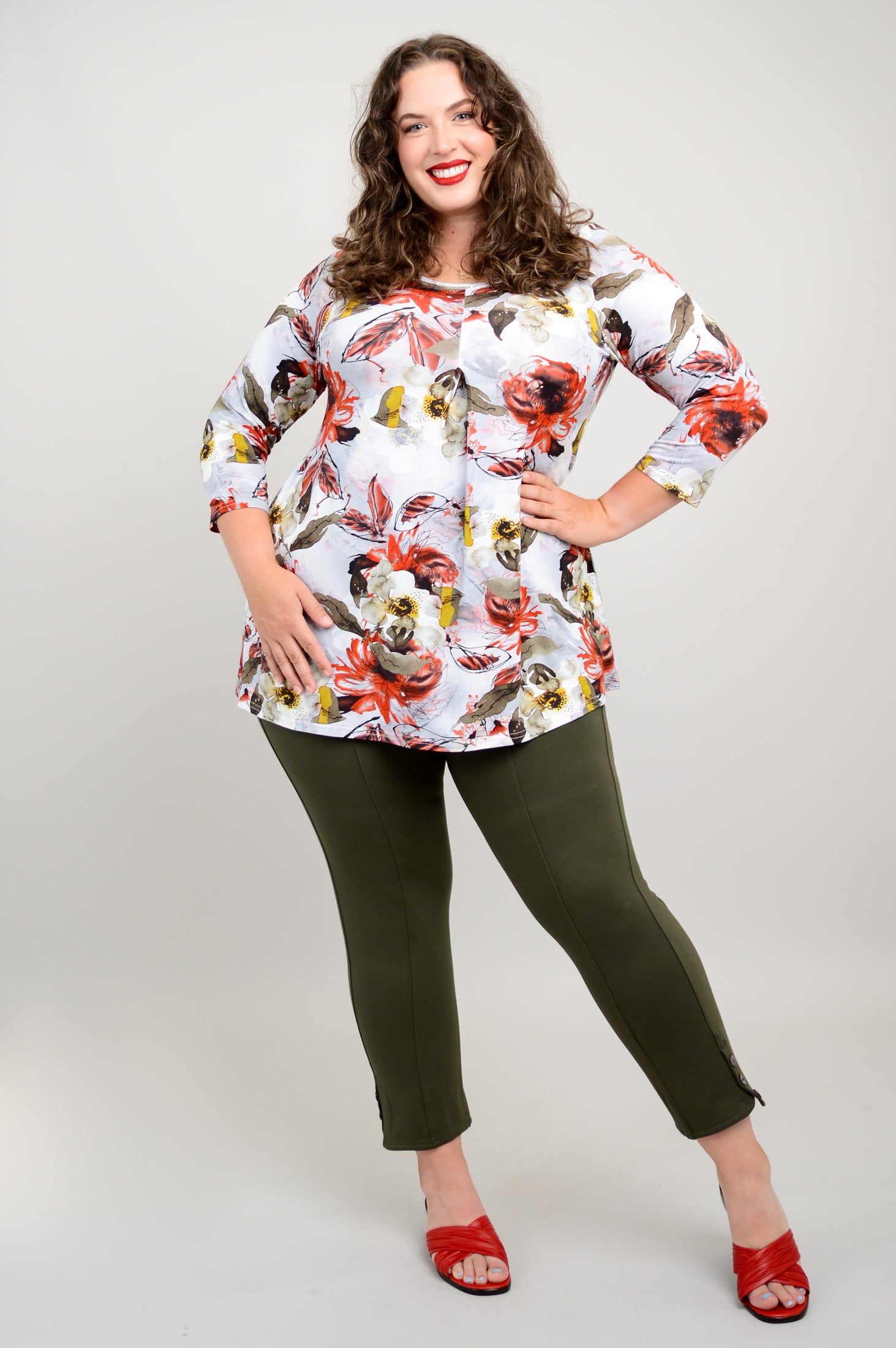 Franca 3/4 Sleeve Floral Print Bamboo Top for Women & Girls - Soft & Breathable Summer Blouse for Casual Wear, Outdoor Activities & Vacation