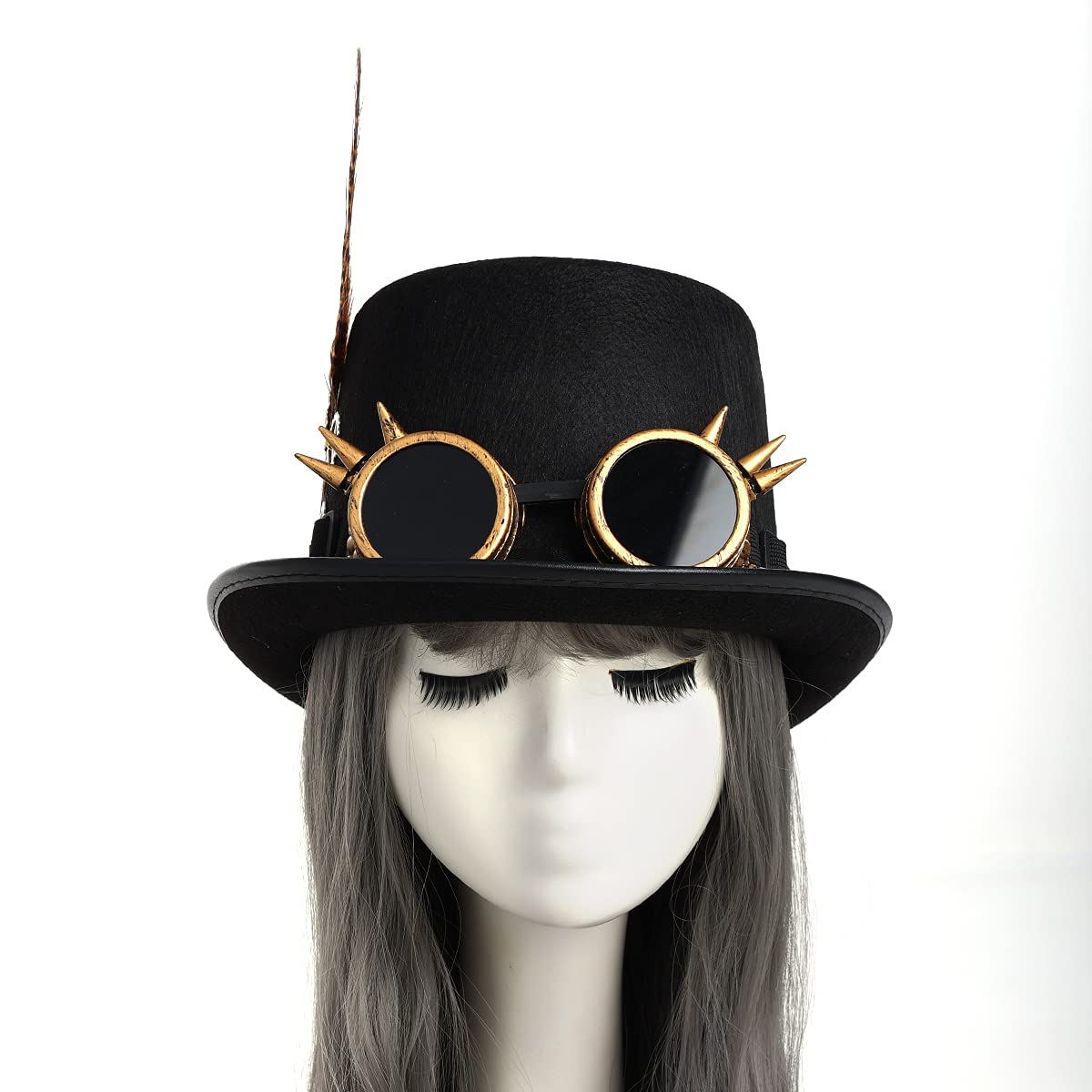 Steampunk Top Hat with Goggles for Women & Men - Victorian Gothic Halloween Costume Accessory - Perfect for Cosplay, Halloween Parties, and Themed Events