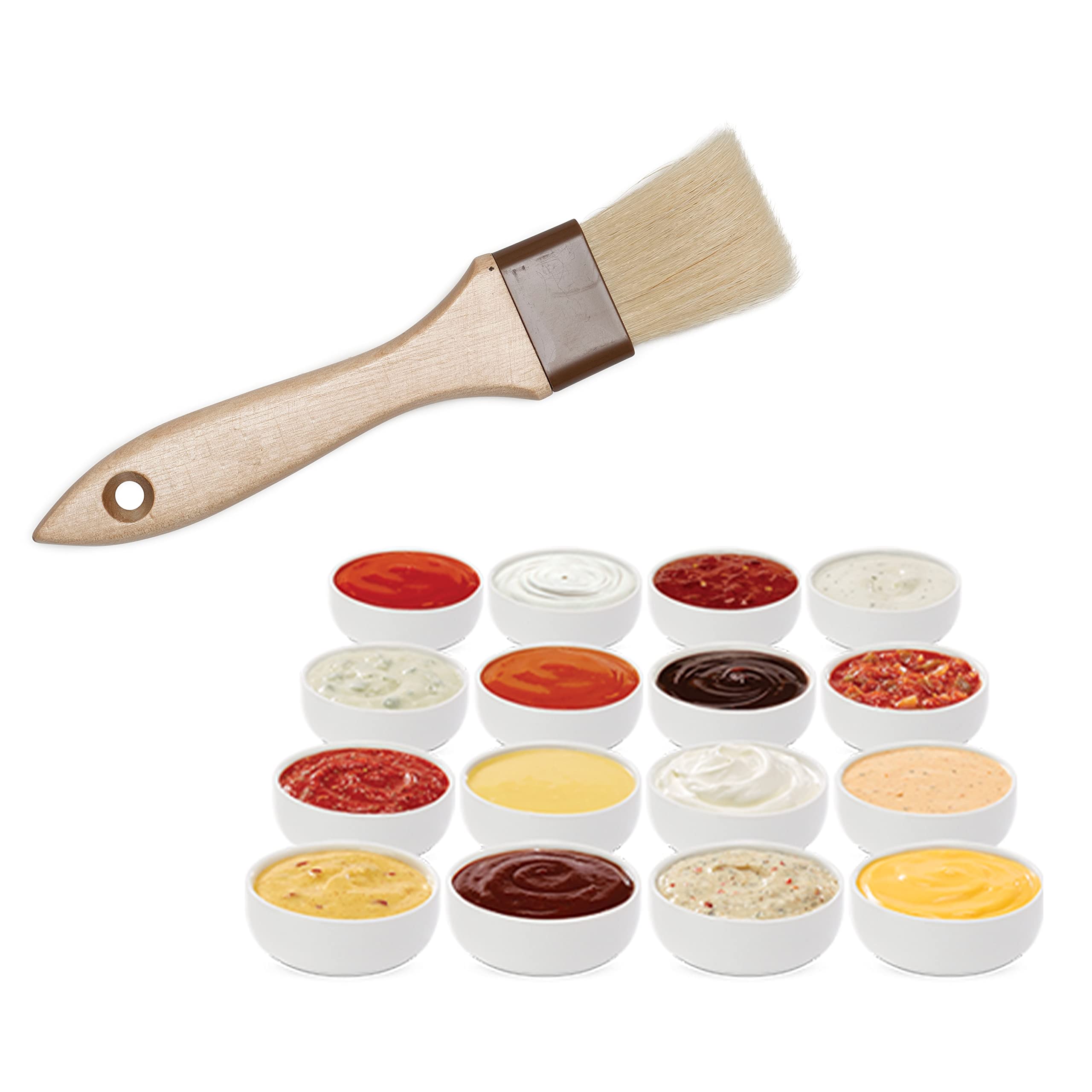 Premium Natural Boar Bristle Pastry Brush with Hardwood Handle - Ideal for Basting Oil, Marinades, BBQ Sauce & Butter - Perfect for Baking, Grilling & Cooking (2-Pack, 2.5 Inch) | Great for Thanksgiving Turkey, Holiday Baking & Summer BBQ Parties