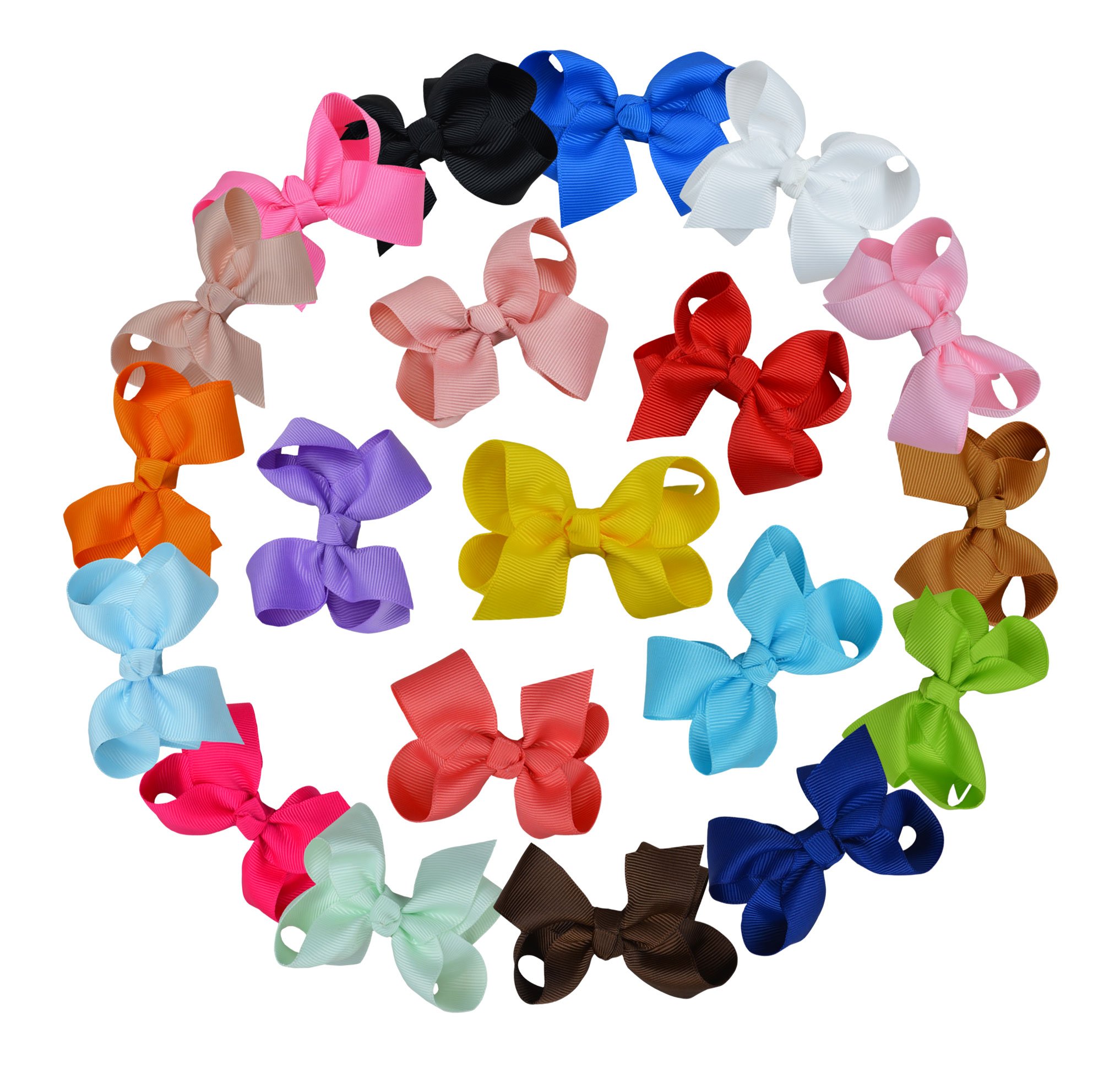 20 Pcs Heymei Baby Girls Hair Clips - Colorful Butterfly Knot Design, Pure Colors, One Size (Multi-Color Pack) | Perfect for Toddler Hair Accessories, Birthday Gifts & Daily Styling
